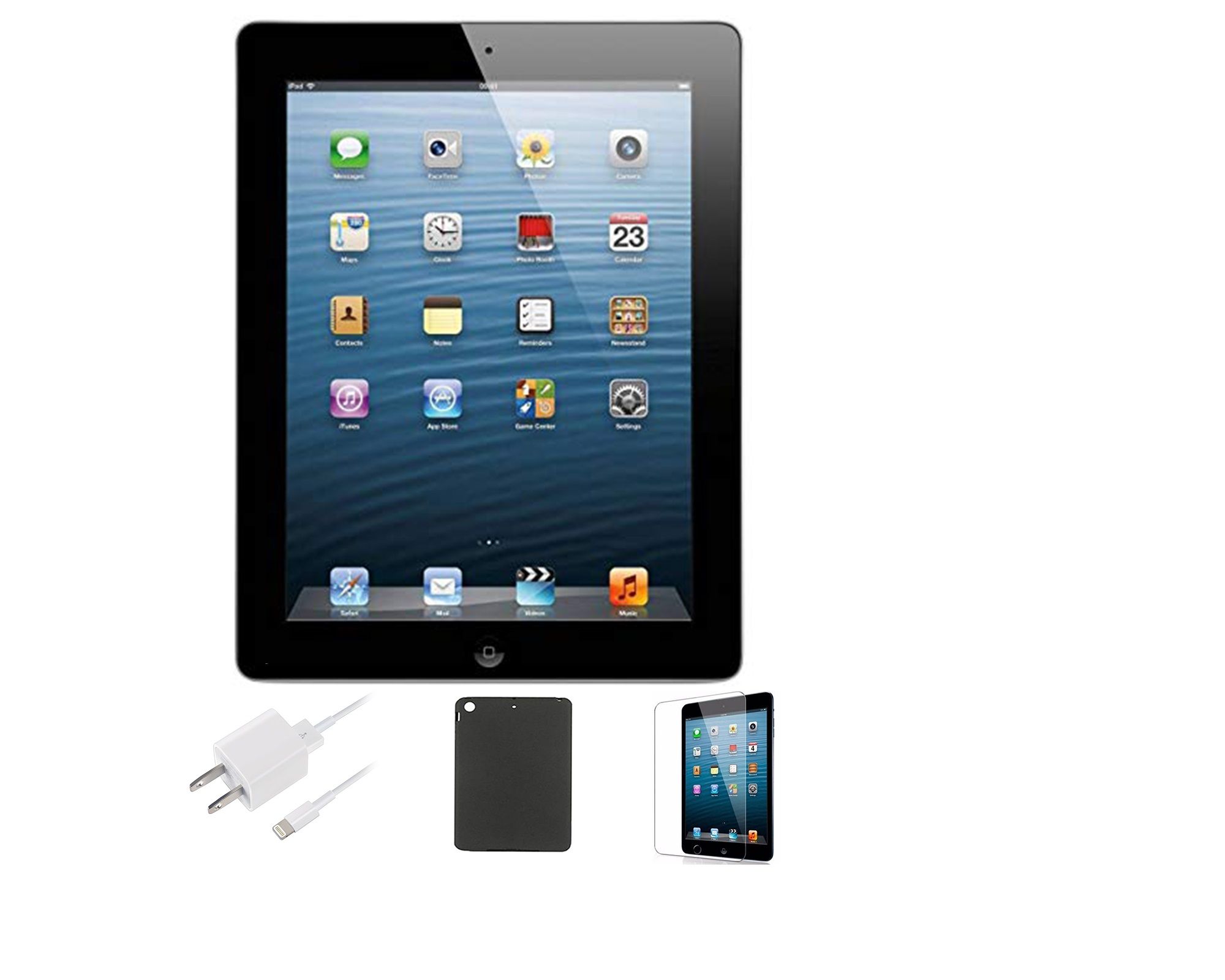 Refurbished Apple iPad 4 16GB Bundle (Case, Charger, Tempered Glass Screen Protector)