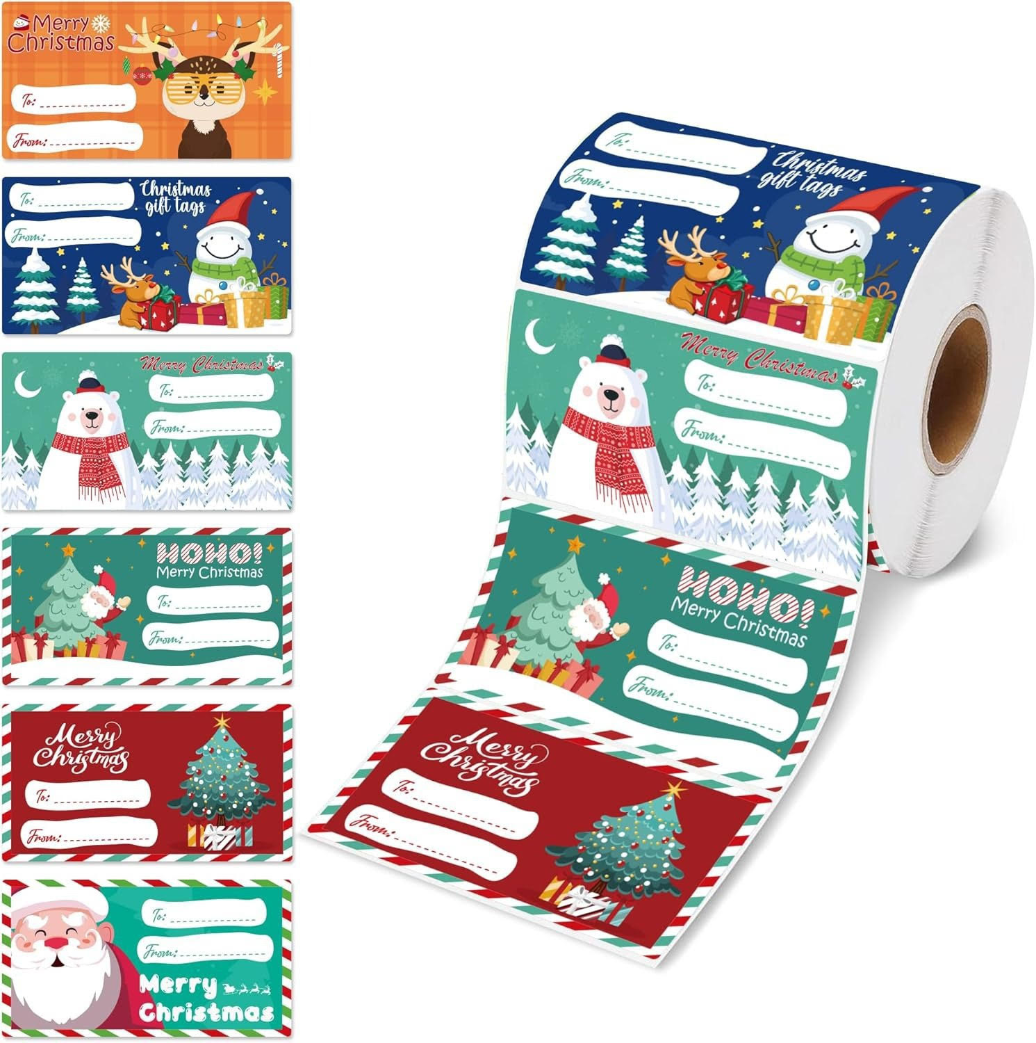 Holiday Adhesive Stickers 500Pcs Christmas Adhesive Labels Tagged For Personalizing Presents Greetings Box Bags Wrapping