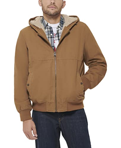 LEVI'S MEN'S WORKWEAR COTTON CANVAS HOODED BOMBER BROWN REGULAR & TALL - XL - New