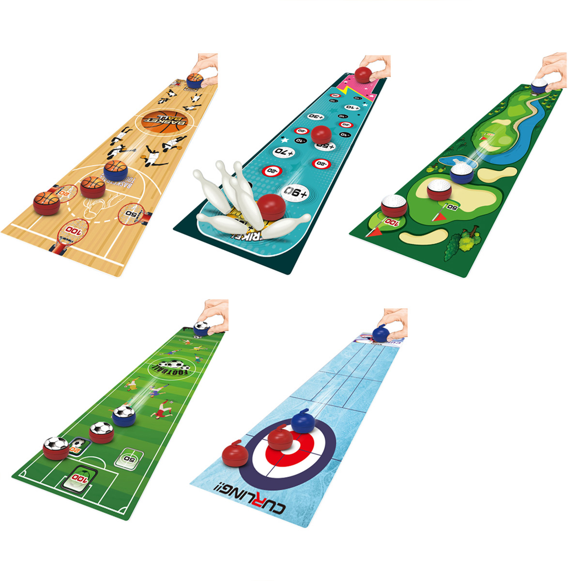 Tabletop Game for Kids Adults Basketball, Curling Bowling, Football, Golf