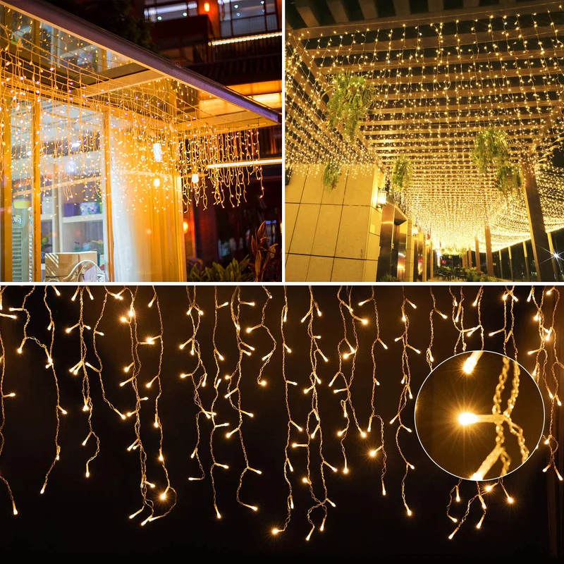 SonicGrace Icicle LED Light Strip – 10ft – 180 LED Lights – 12 Vertical Drops of 60