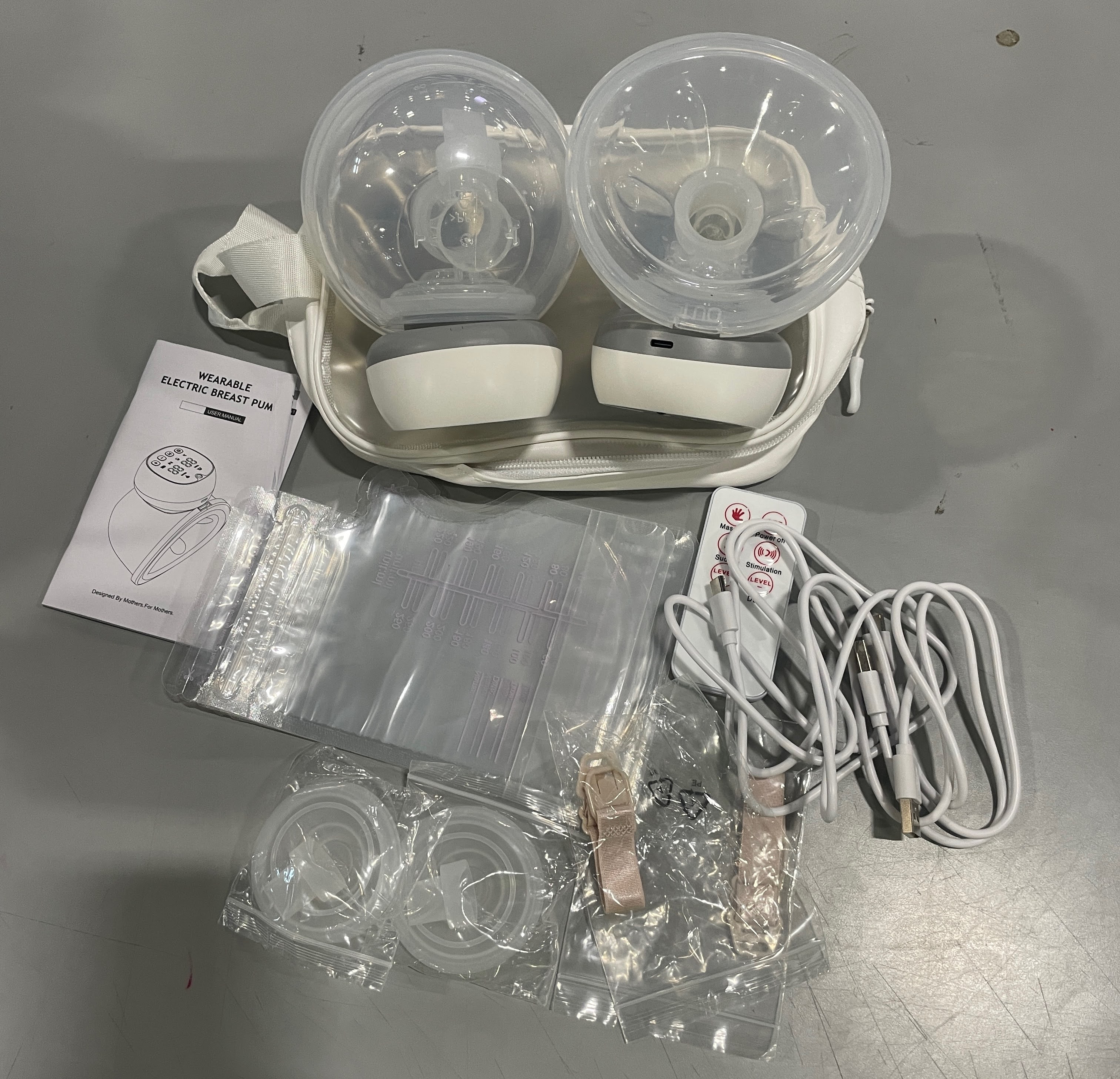 TOTMIZBY WEARABLE ELECTRIC BREAST PUMP A2B - WHITE/GRAY