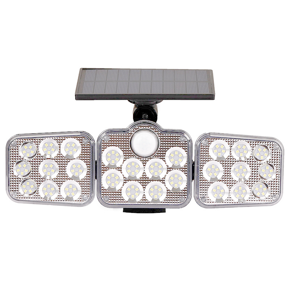 Solar Outdoor Lights 138 LED 3 Adjustable Head Security Light Garage Garden