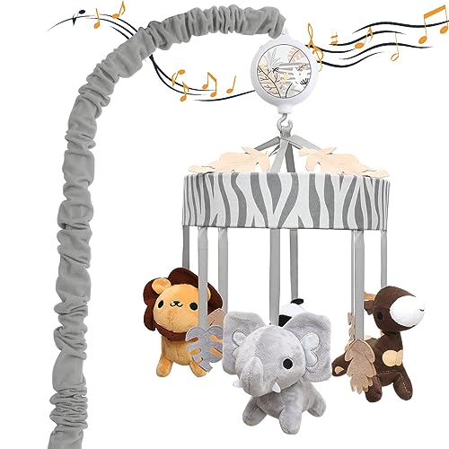 ACRABROS BABY MOBILE FOR CRIB,35 LULLABIES DIGITAL BOX,WOODLAND NURSERY - WHITE