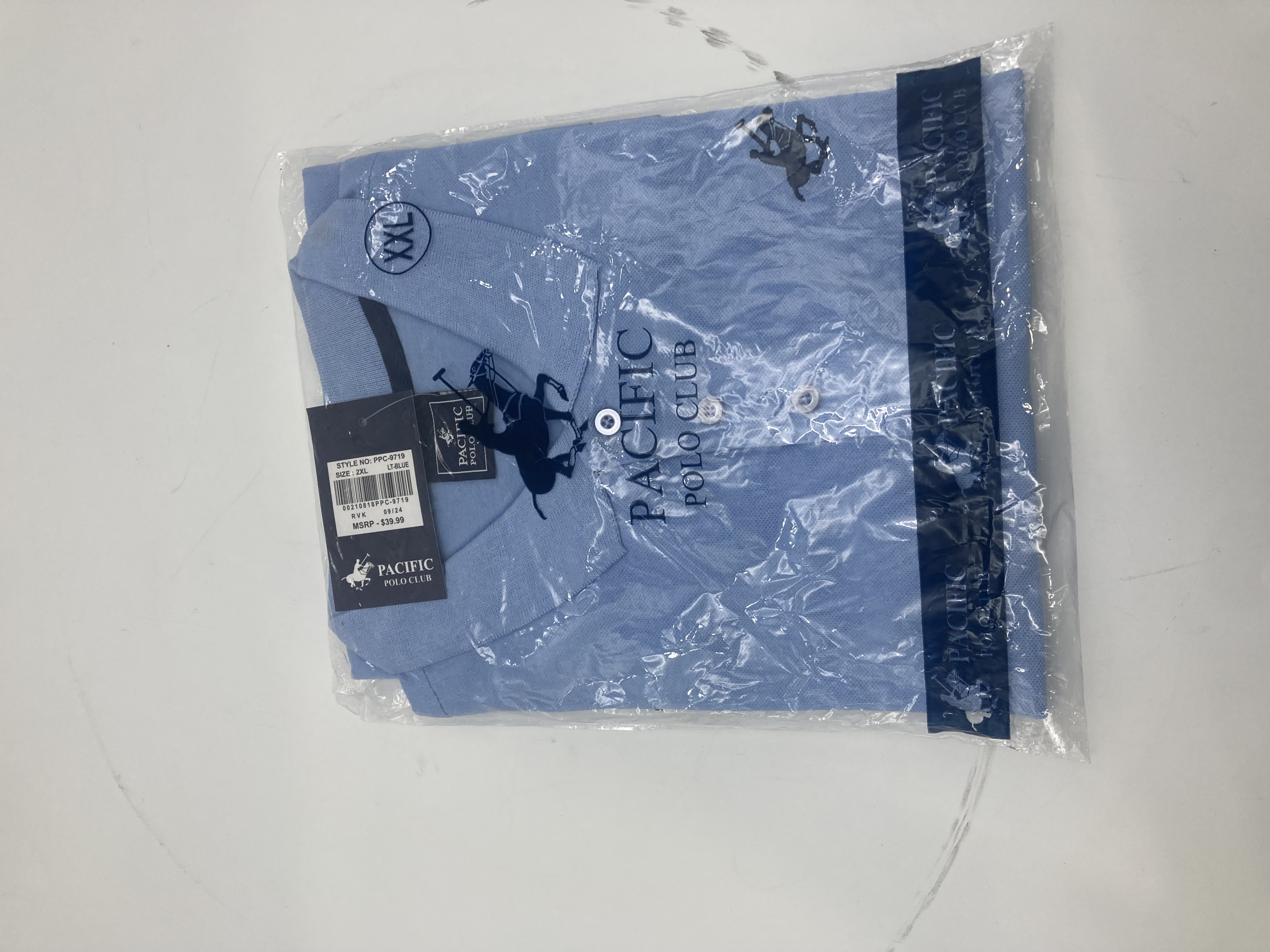 PACIFIC POLO CLUB MENS SHORT SLEEVE - SIZE: MEN 2XL - BLUE - New