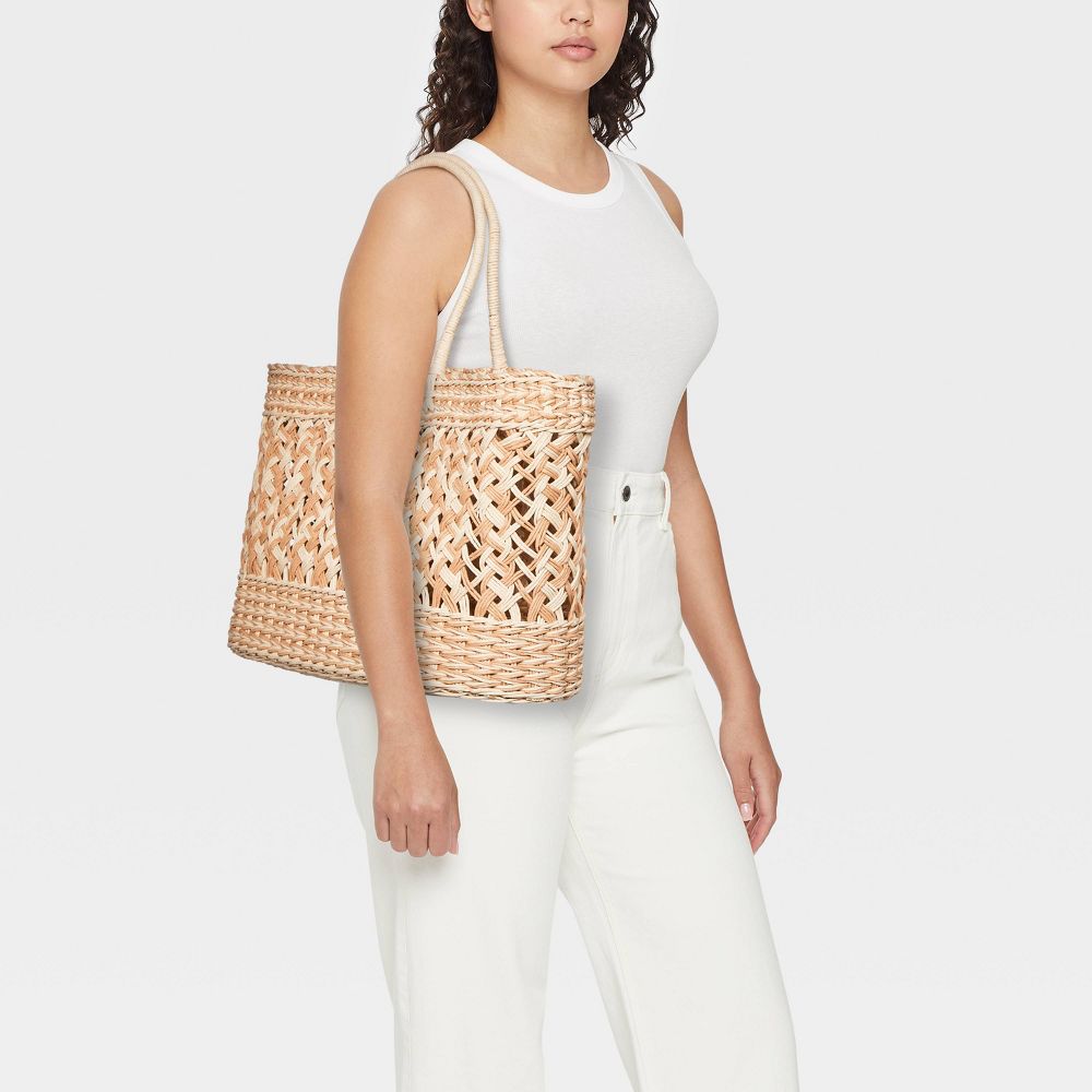 Straw Tote Handbag - Shade & Shore Natural/Ivory XL
