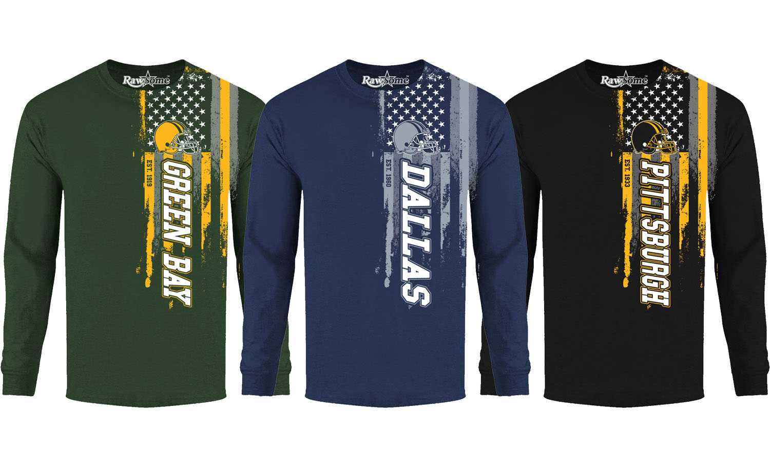 Men Football USA Flag Long Sleeve Shirt