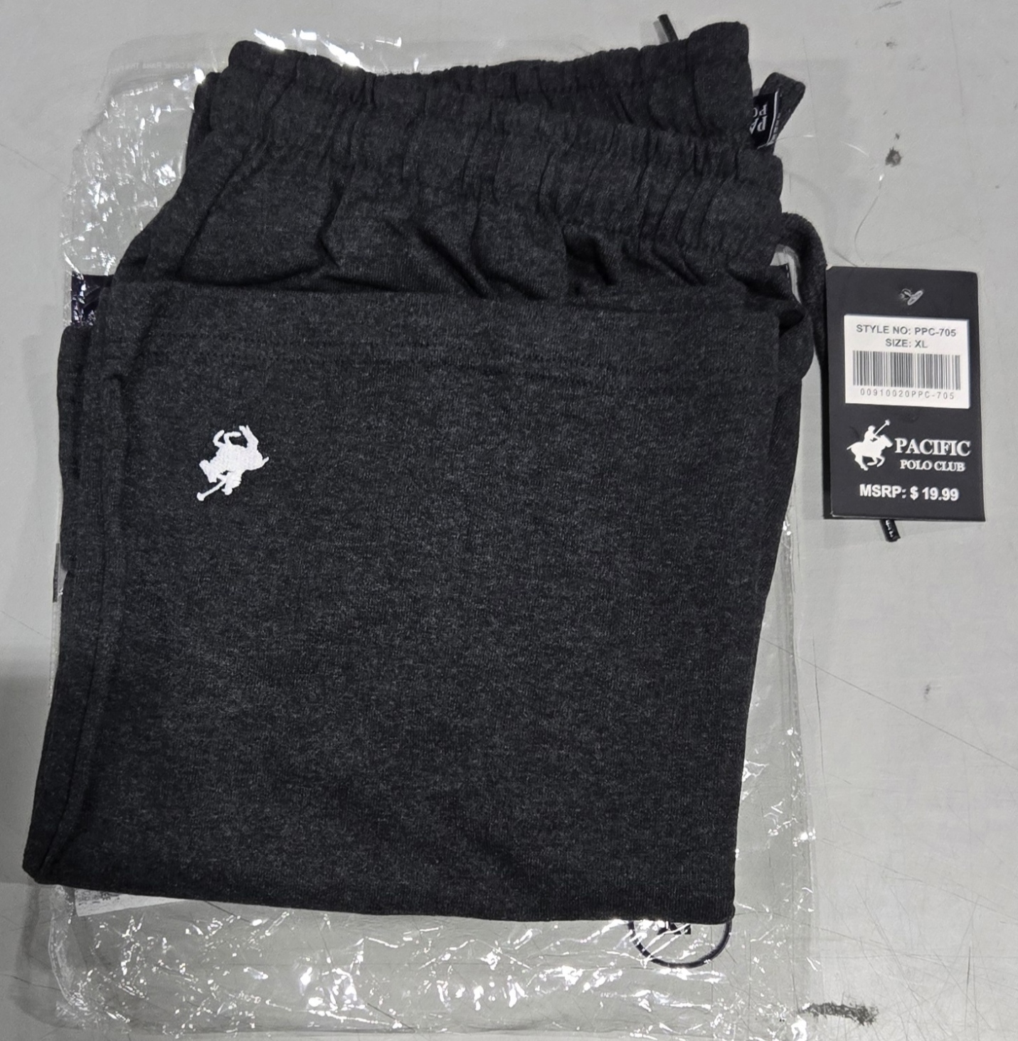 PACIFIC POLO CLUB MEN'S DRAWSTRING LOUNGE SWEAT SHORTS - SIZE: MEN XL - SLATE