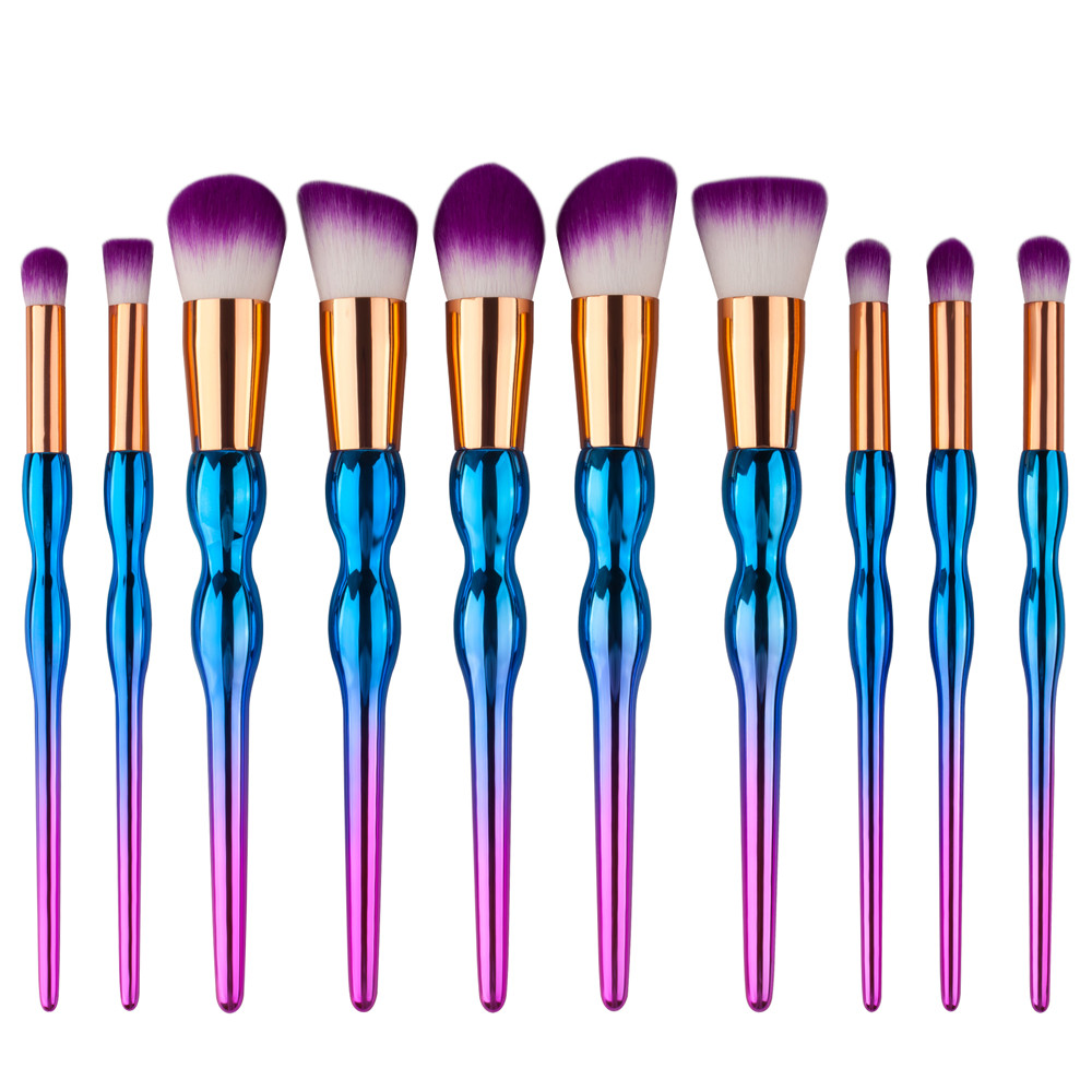 10-Piece Cosmetic Brush Set with Metallic Handles 10-Piece Cosmetic Brush Set with Metallic Handles