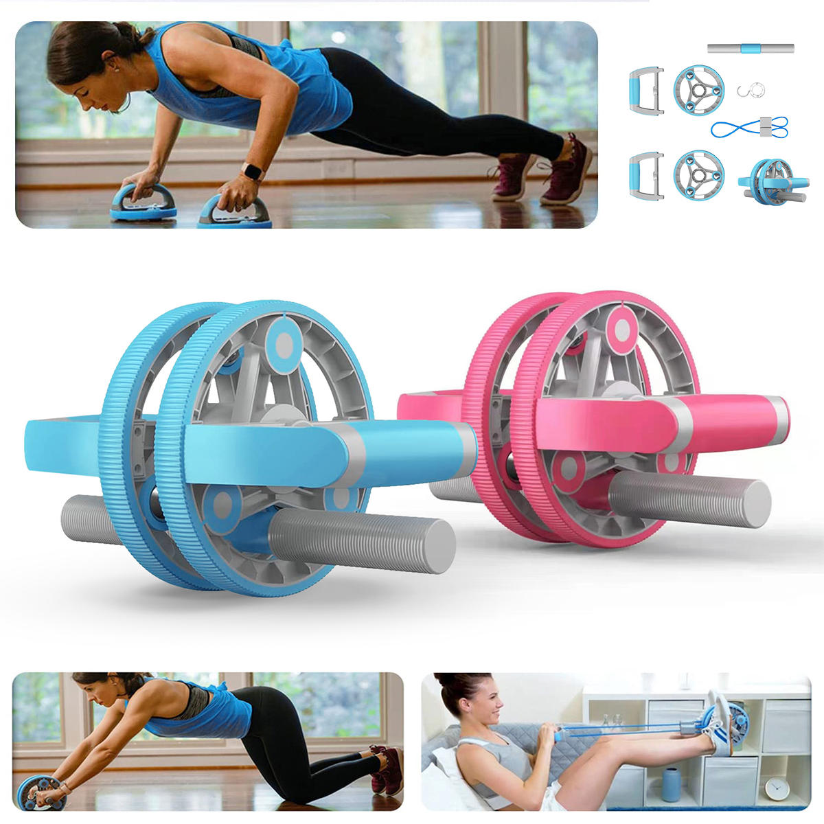 Zunammy Multifunctional Abdominal Wheel Pull Strap Set Gym Fitness Training Set