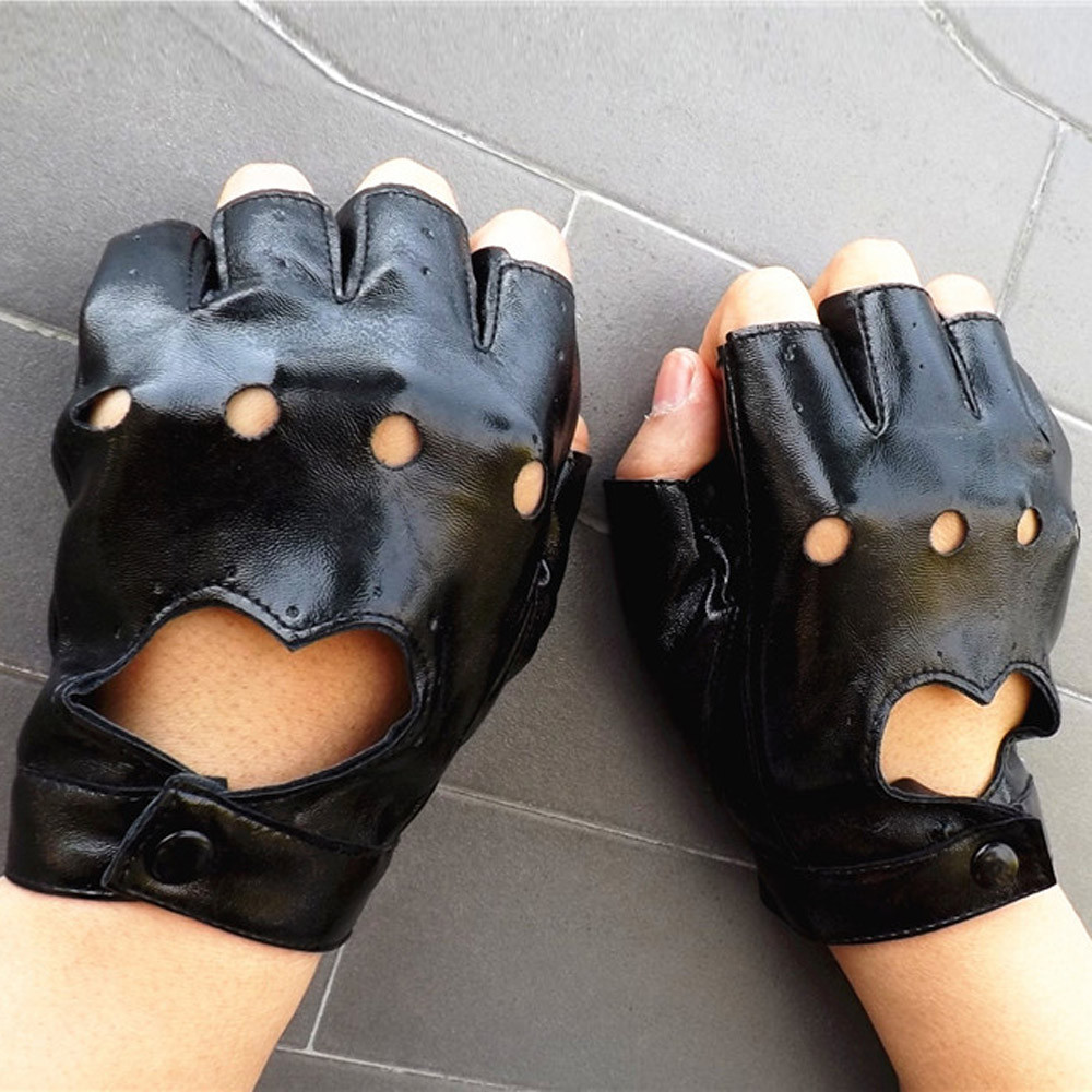 Women Driving Sport Fingerless imitation leather Gloves Mitten Women Driving Sport Fingerless imitation leather Gloves Mitten