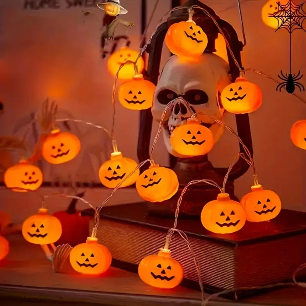 1pc 10/20 LED Halloween 3D Pumpkin String Lights Battery Powered Pumpkin Fairy Atmosphere Lights