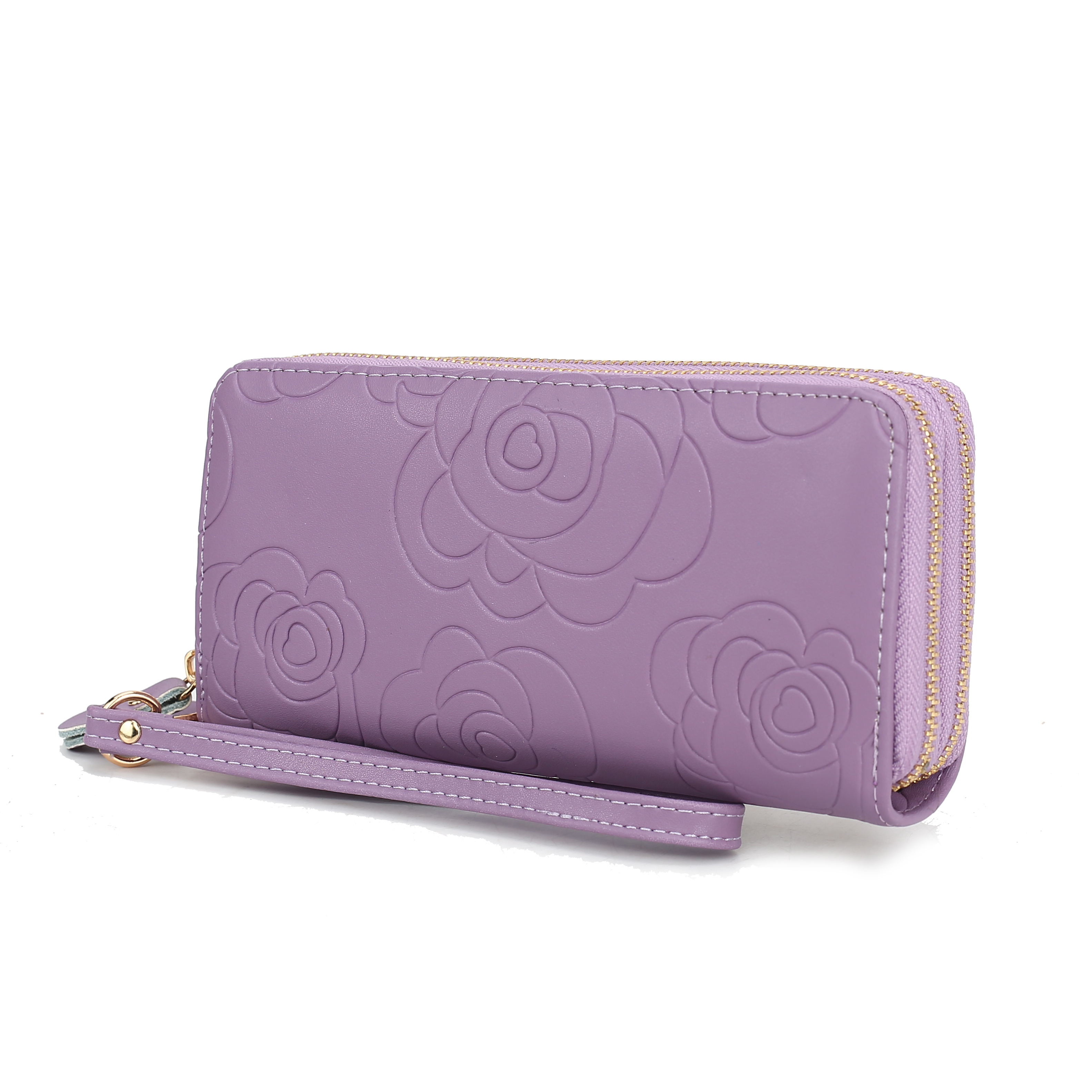 MKF Collection Ellie Genuine Leather Flower-Embossed Women’s Wristlet Wallet by Mia K