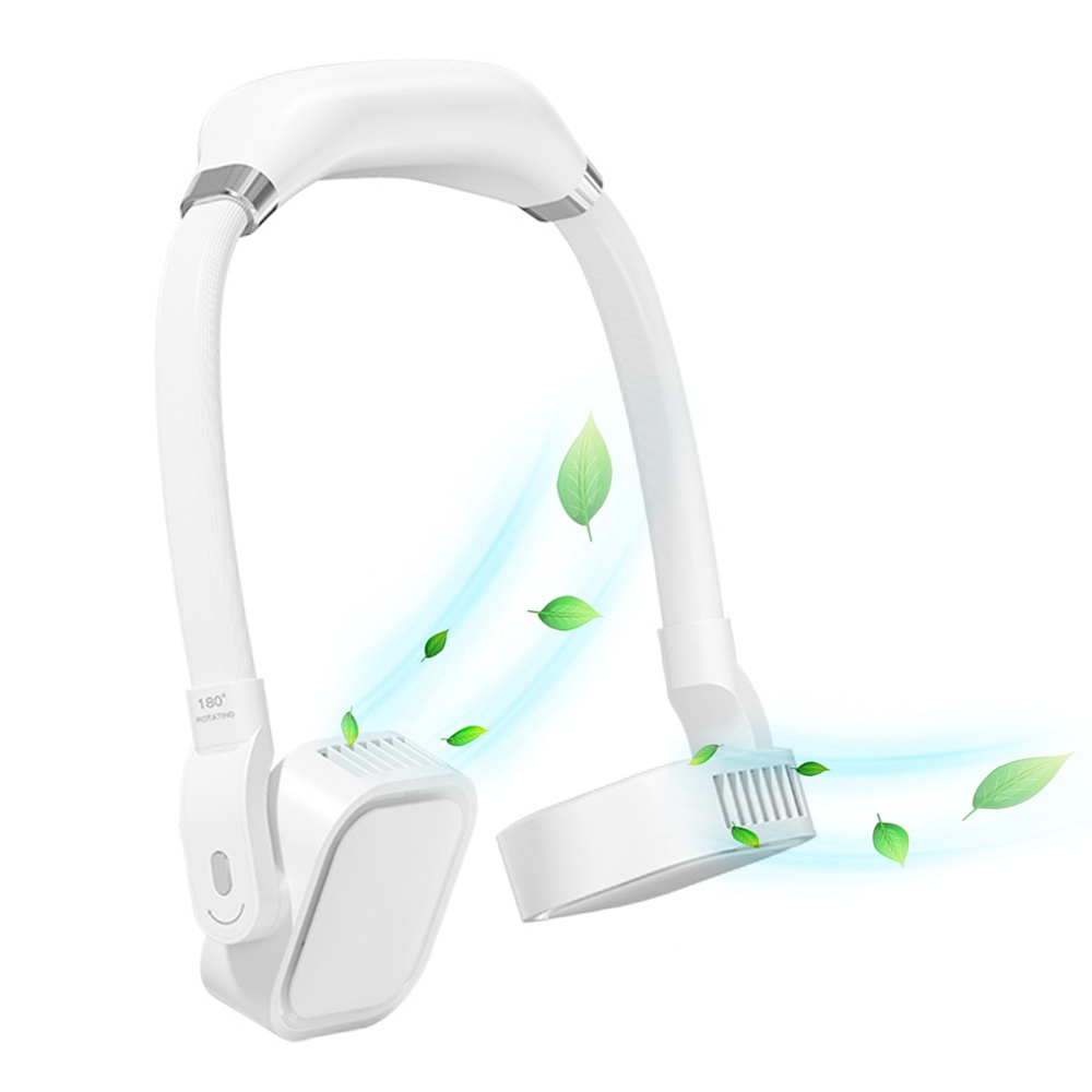 Neck Hanging Fan USB Rechargeable Neckband Portable Dual Cooling Fan