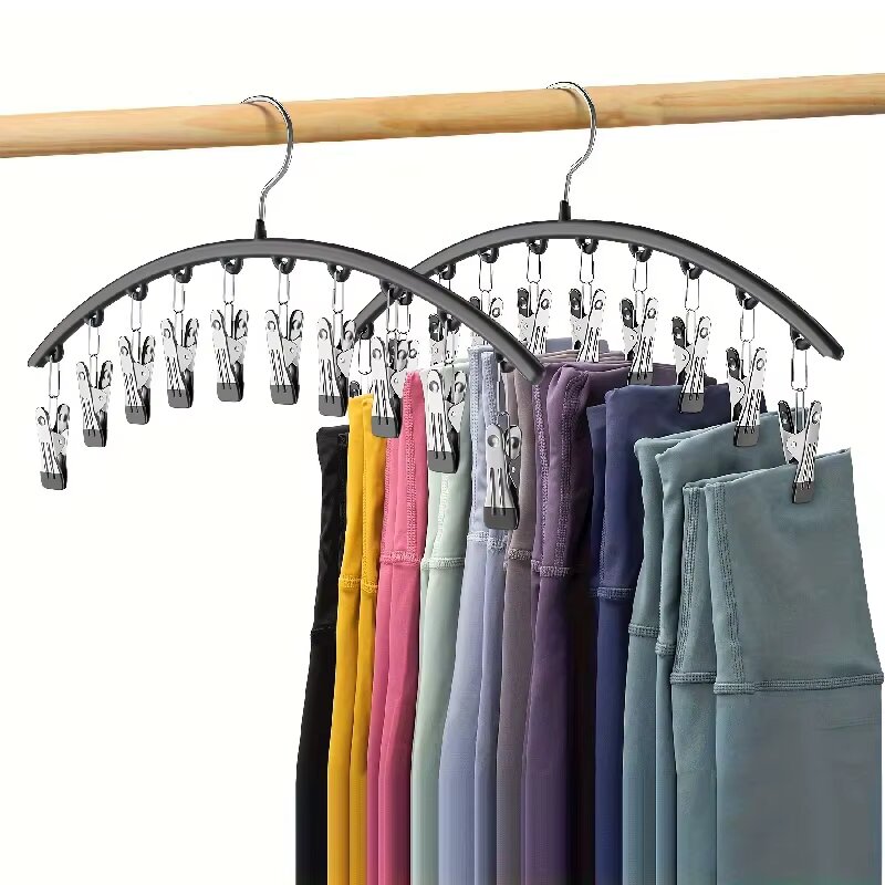 2-Pack 10 Clips Holds 20 Leggings, Space Saving Hanging Closet Organizer