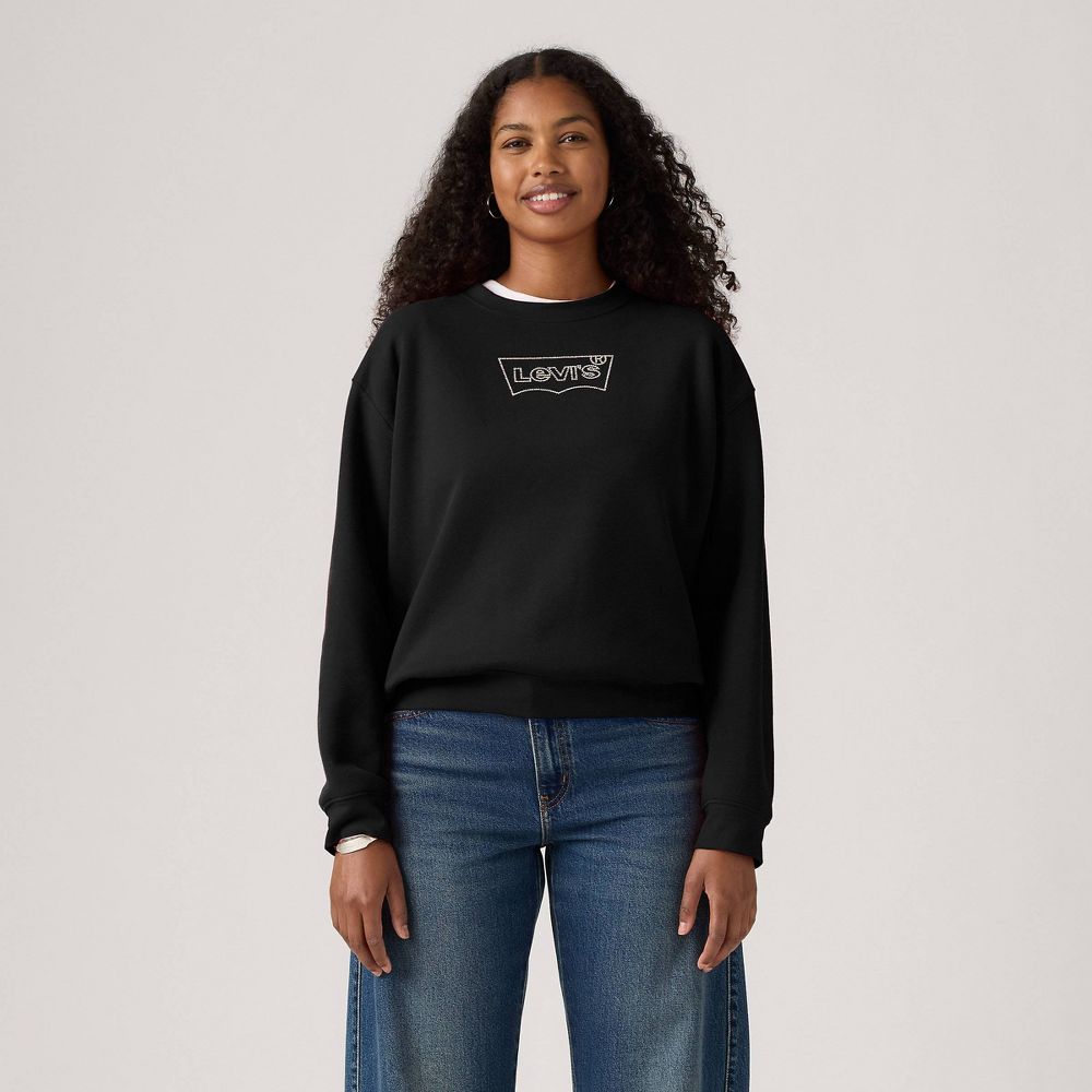 Levi's Women's Graphic Everyday Crew Shirt - Rhinestone Logo Black XS - Open Box