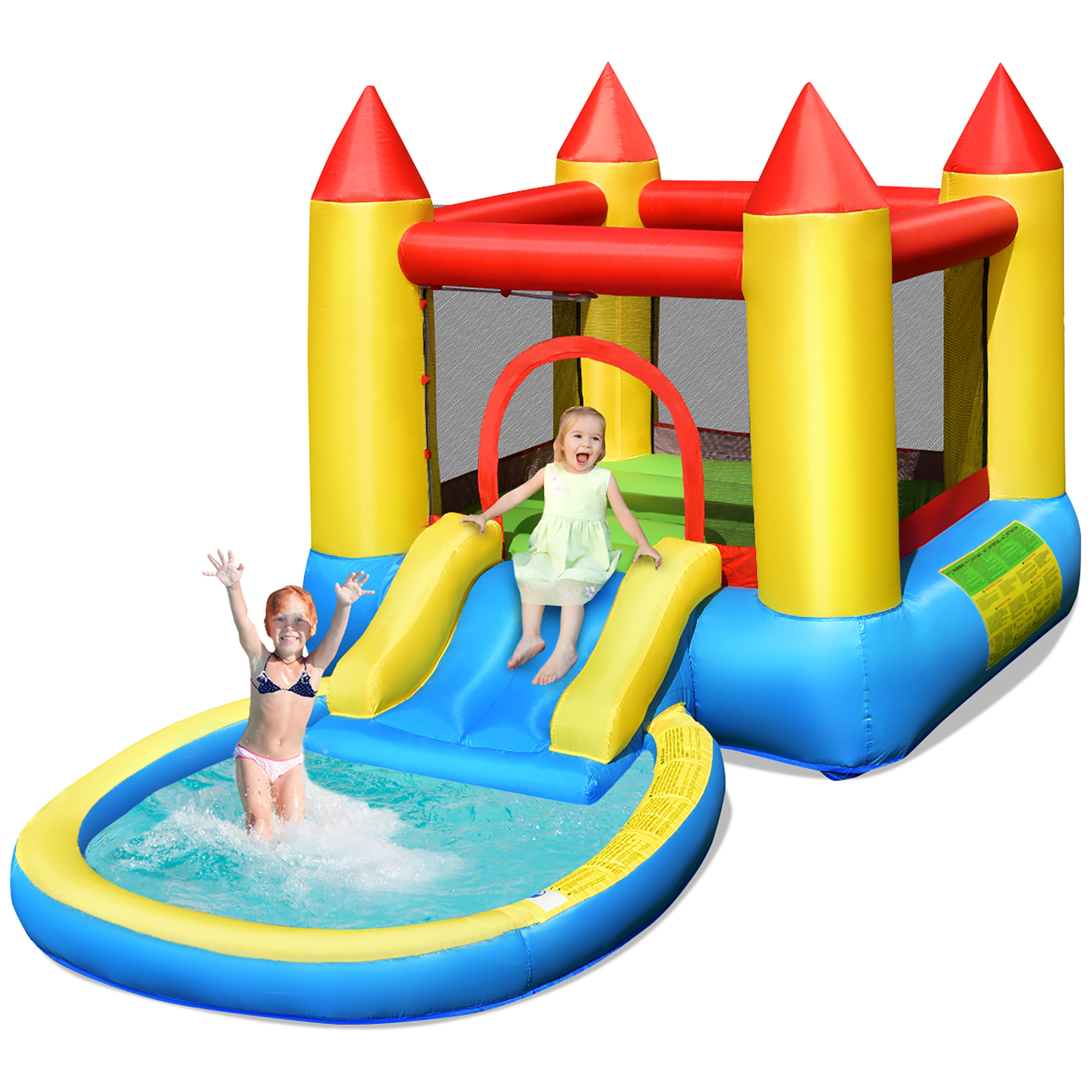 Costway Inflatable Jumping Castle Bouncer Pool w/ Balls