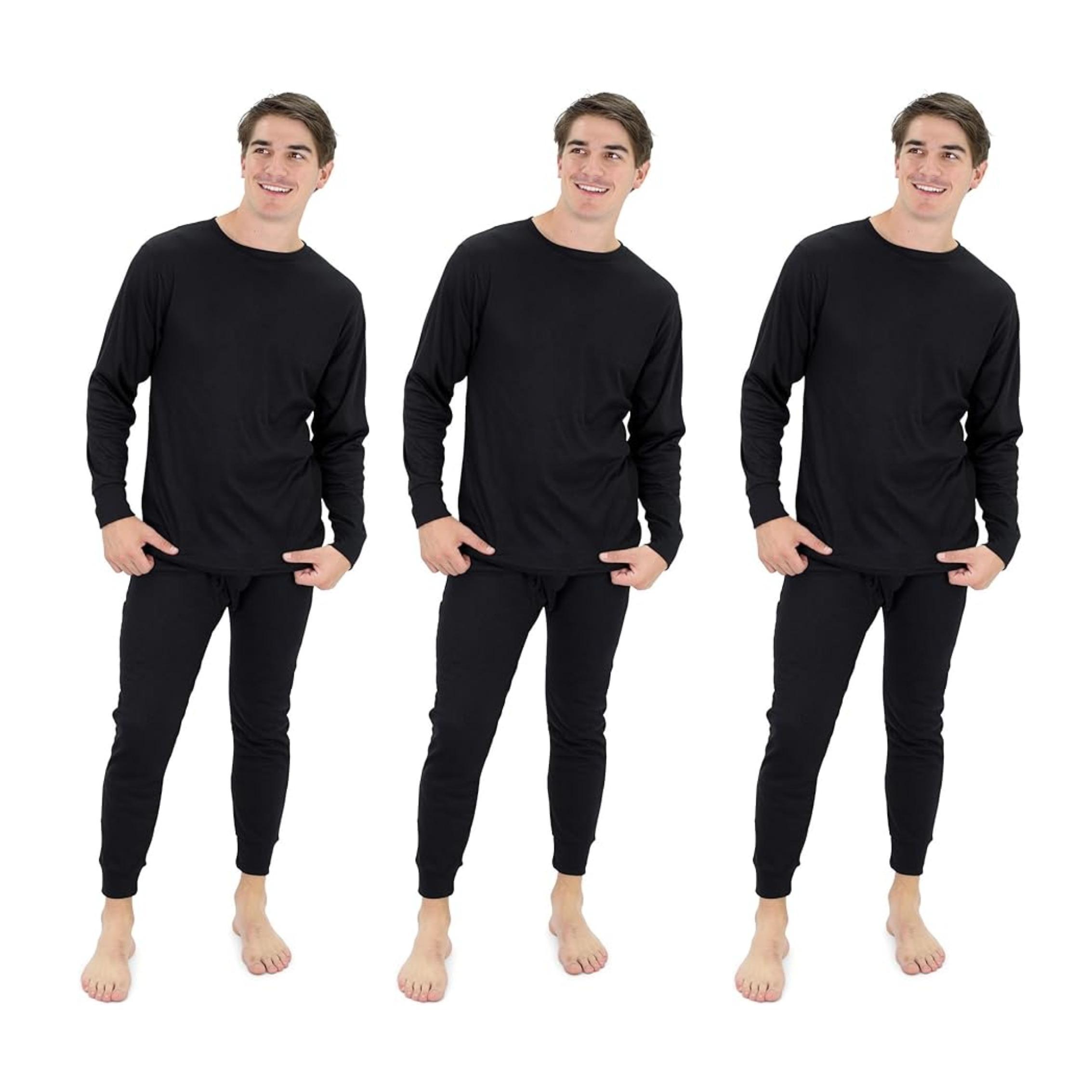 3-Pack: 2 Piece Men's Winter Thermal Top & Bottom Sizes (M-XXL)