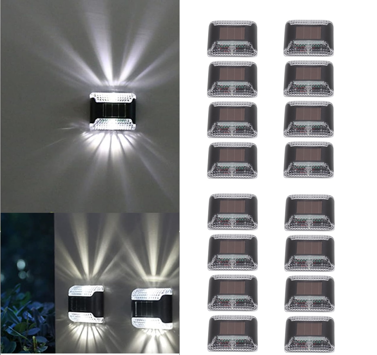 16 Pack: LED Solar Wall/Deck Outdoor Lights