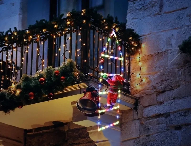 LED Ladder Lights with Climbing Santa Claus -