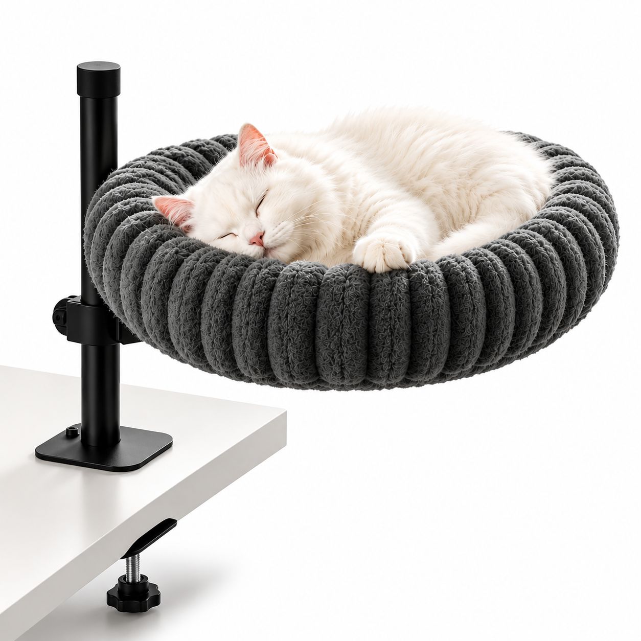 Upgraded Cat Desk Bed With Cozy Enclosed Top ,Desk Mounted Cat Perch
