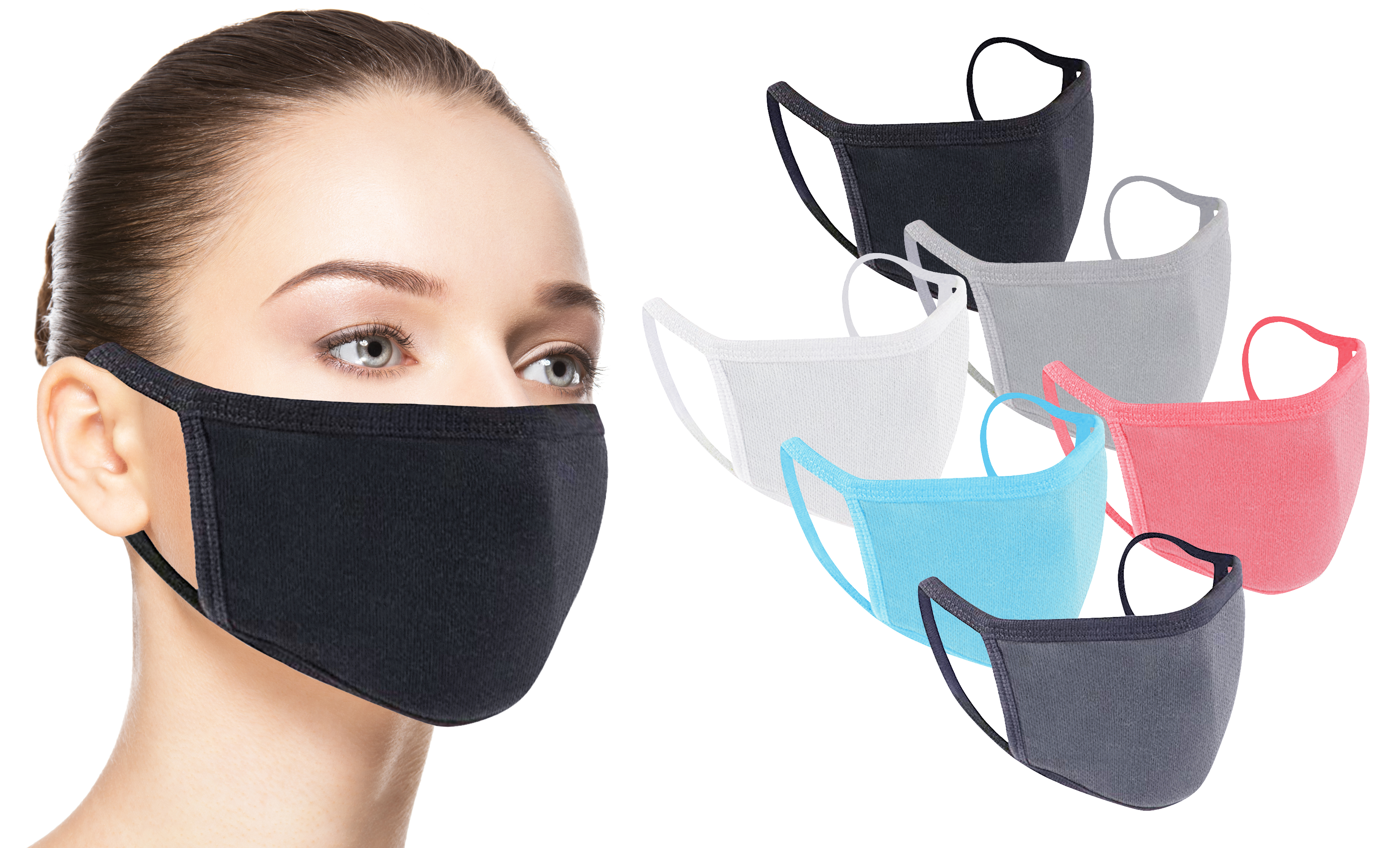 6-Pack: Cotton Washable Face Masks with Comfortable Strap