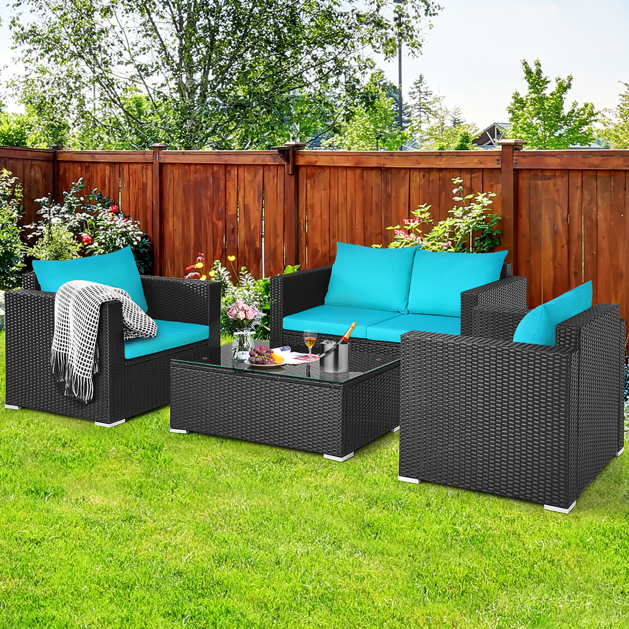 Costway 4-Piece Rattan Patio Furniture Set