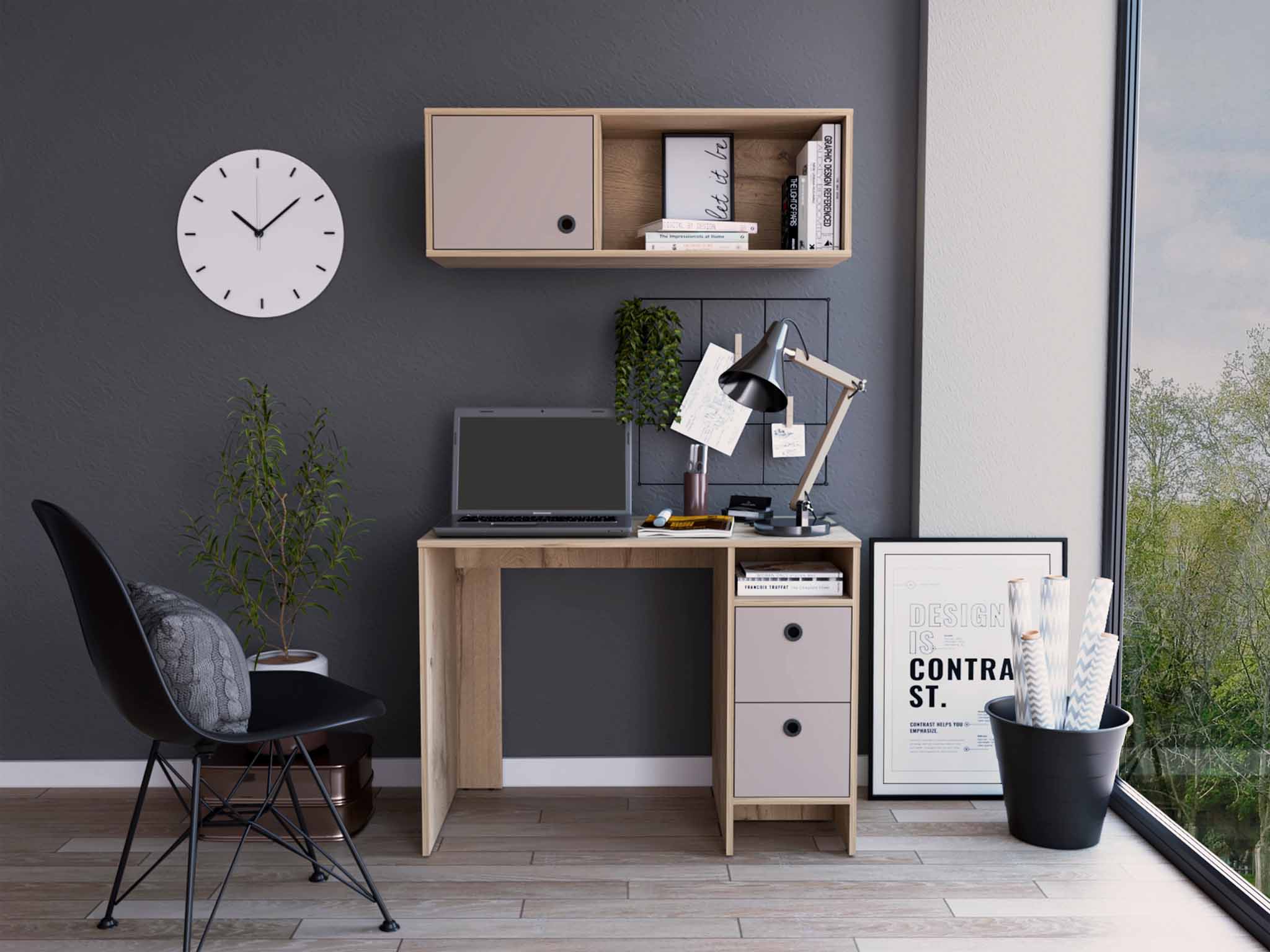 FM FURNITURE Tokyo Office Set, Three Drawers