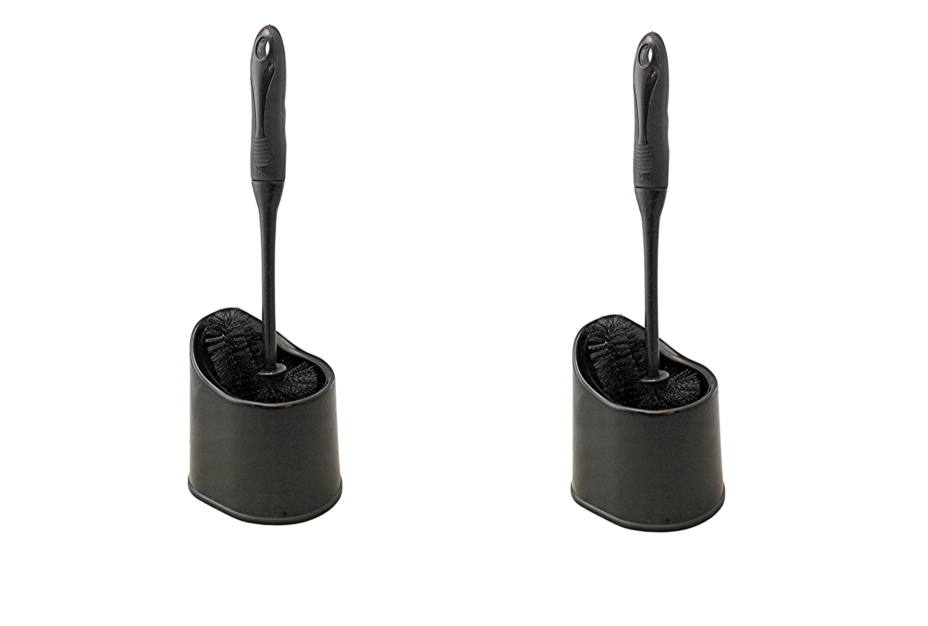 2-pack Rubber Ergonomic Grip Toilet Bowl Brush and Storage Caddy