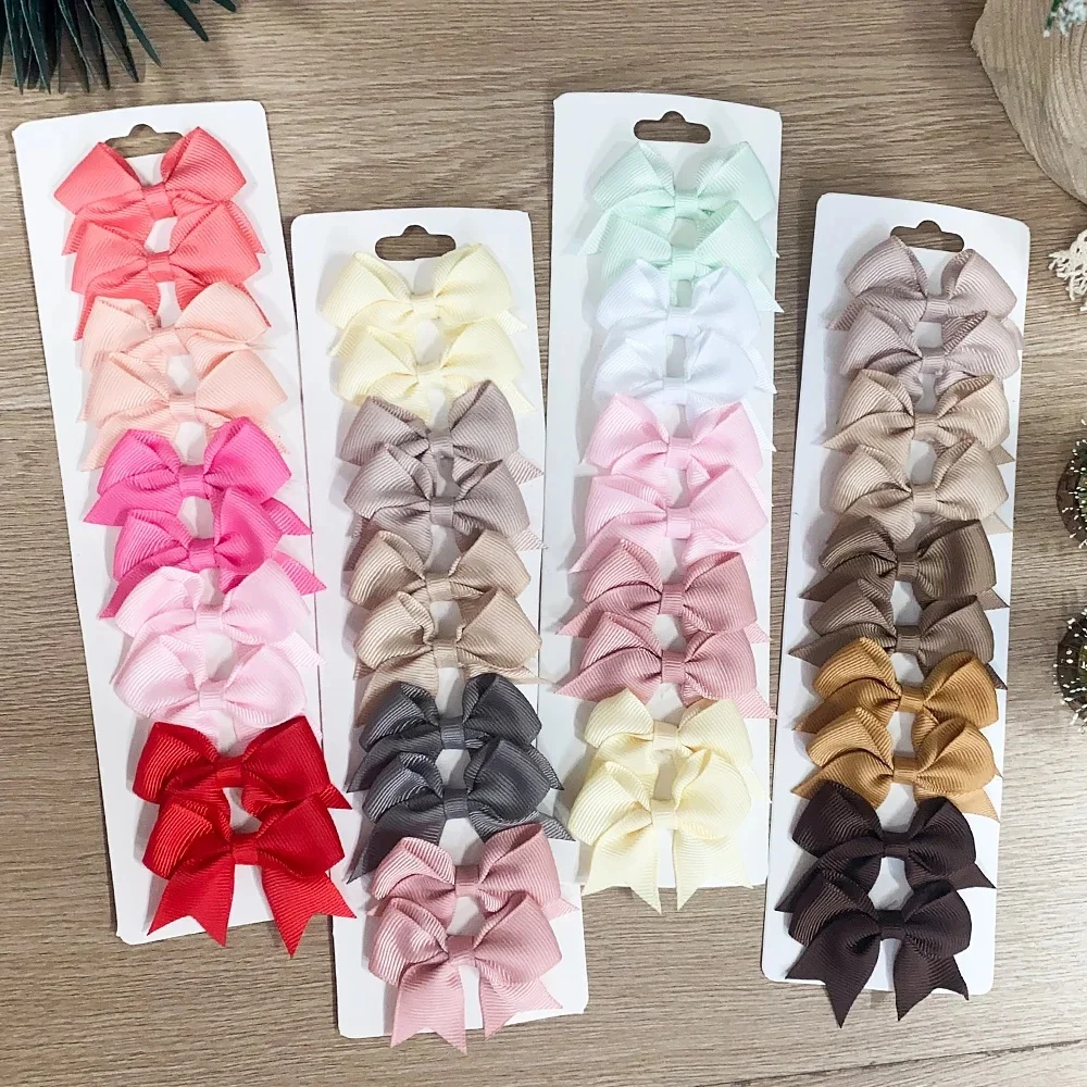 30 Kids Bows Hair Clips for Baby Girls Handmade Ribbon