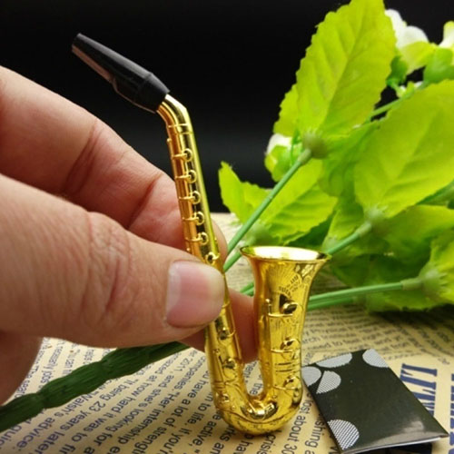 Mini Portable Metal Pipe Creative Trumpet Saxophone Weed Cigarette
