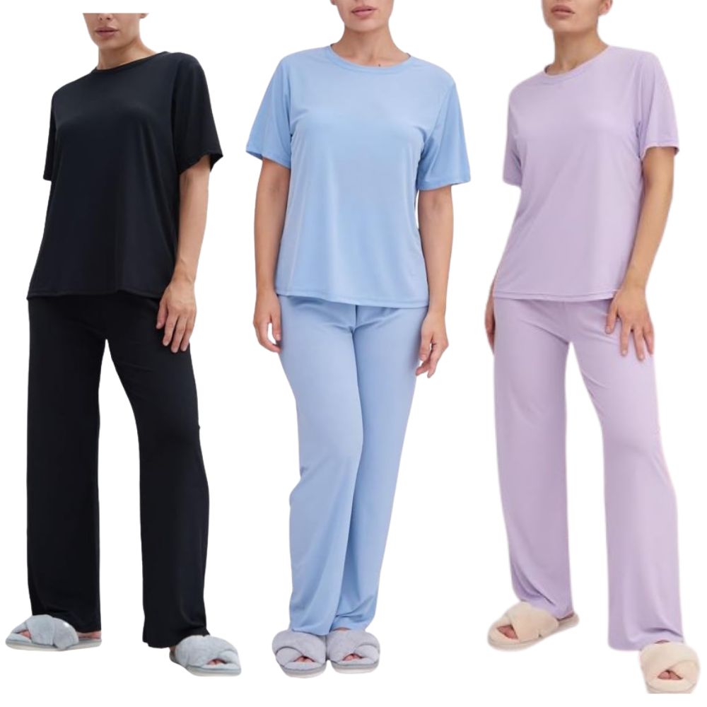 3-Pack: Talmont Women’s Silky Short Sleeve Pajama Sets