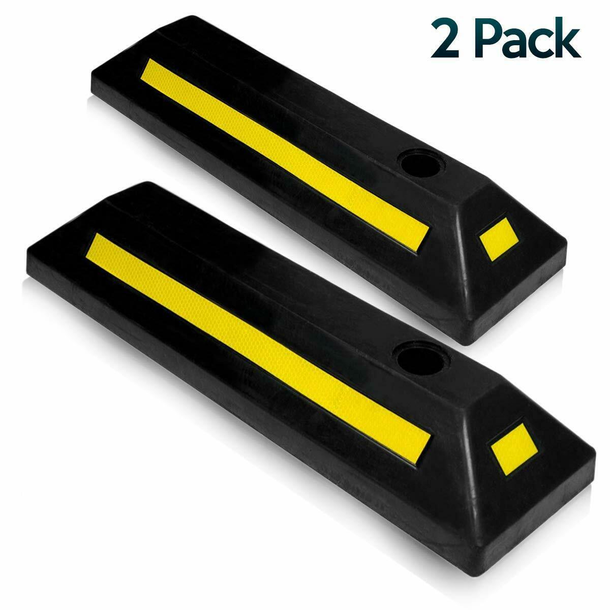 Zone Tech 2x Rubber Curb Parking Road Block Wheel Tire Stopper Driveway