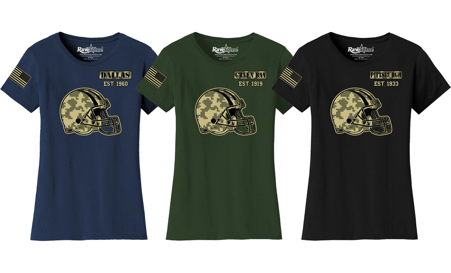 Women Ultimate Camo Football Color T-Shirt