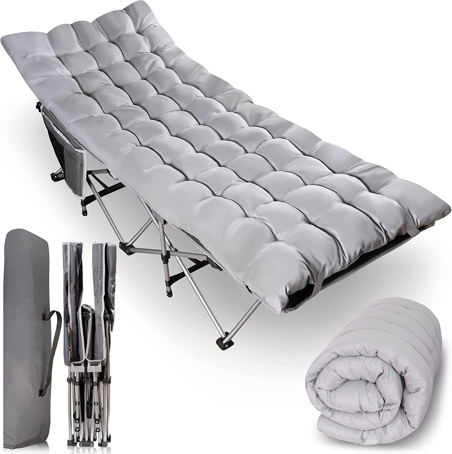 Zone Tech Folding Outdoor Camping Travel Cot and Cot Pad