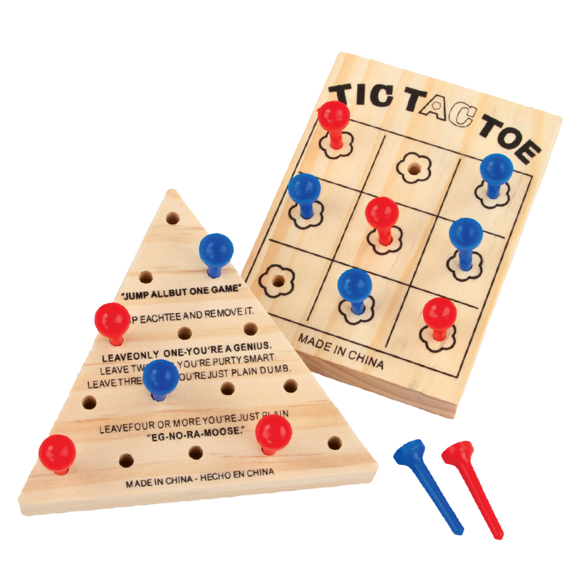 Zummy Tic Tac Toe & Solitaire Mini Wooden Games