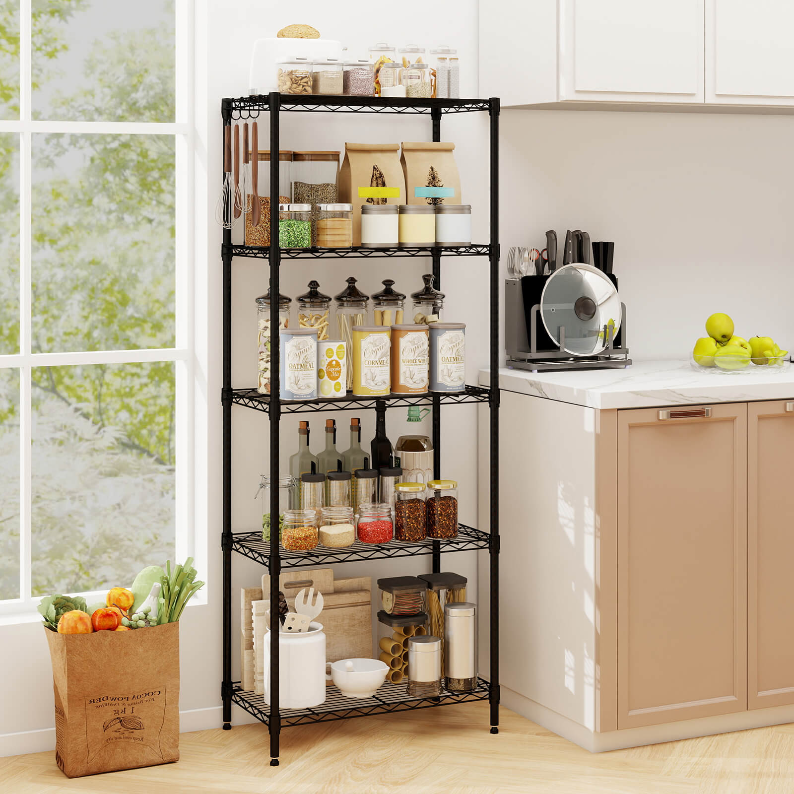Costway Adjustable Metal Storage Shelving Unit, Heavy-Duty V-Rack