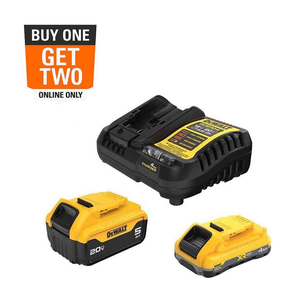 DEWALT 20V MAX Battery Starter Kit with 4.0 Ah & 5.0 Ah Packs & Charger