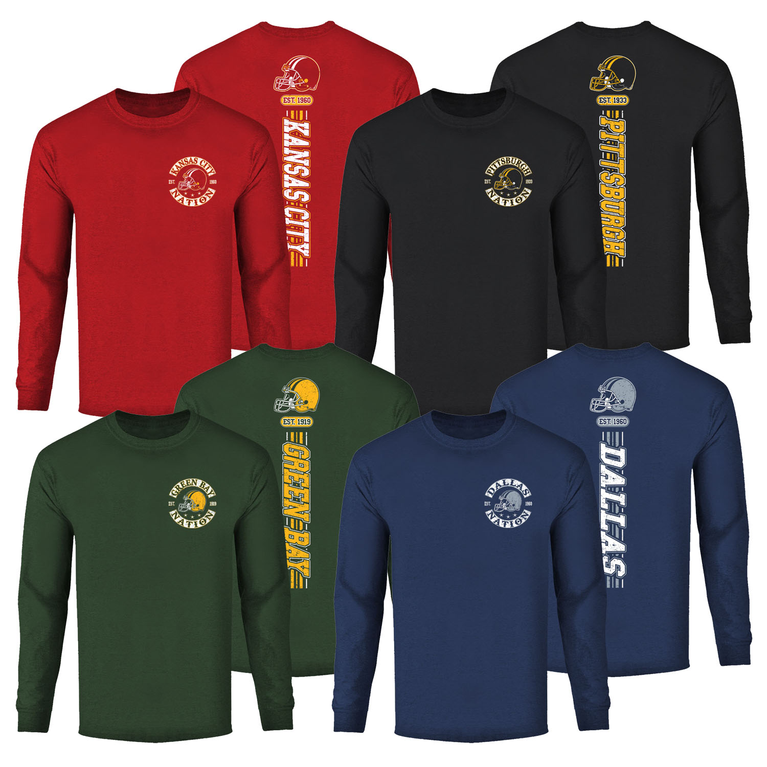 Men's Football Stripes Long Sleeve Shirts