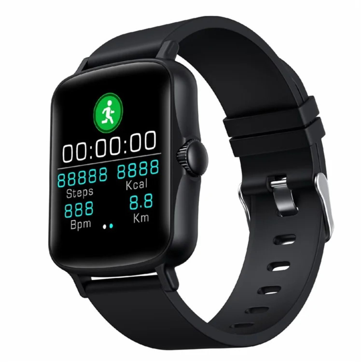 Black Smart Fitness Watch with 1.44"" Full Touch Screen, Heart Rate & Sleep Monitor, IP67 Waterproof