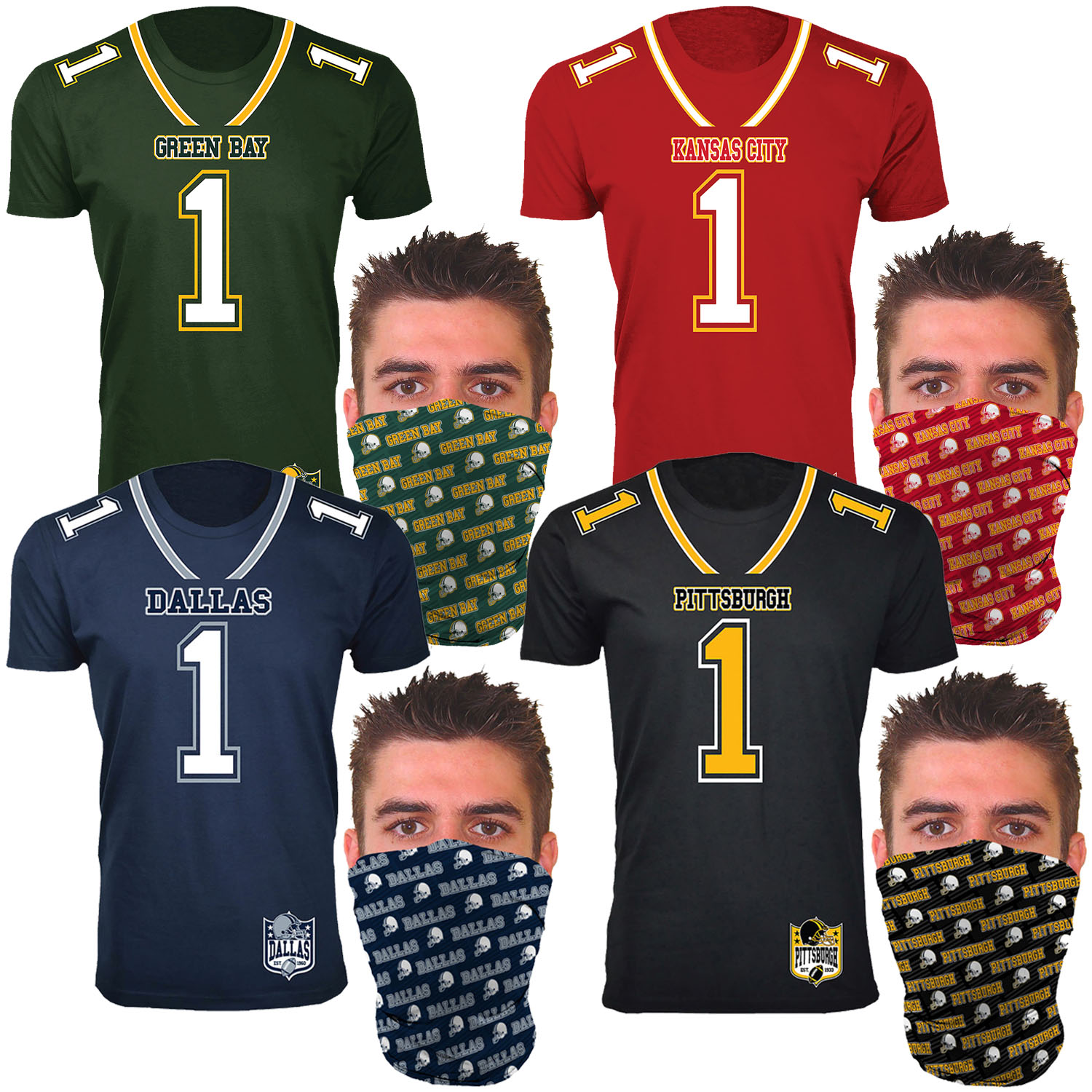 Men's Football Team Jersey T-Shirts with Gaiter