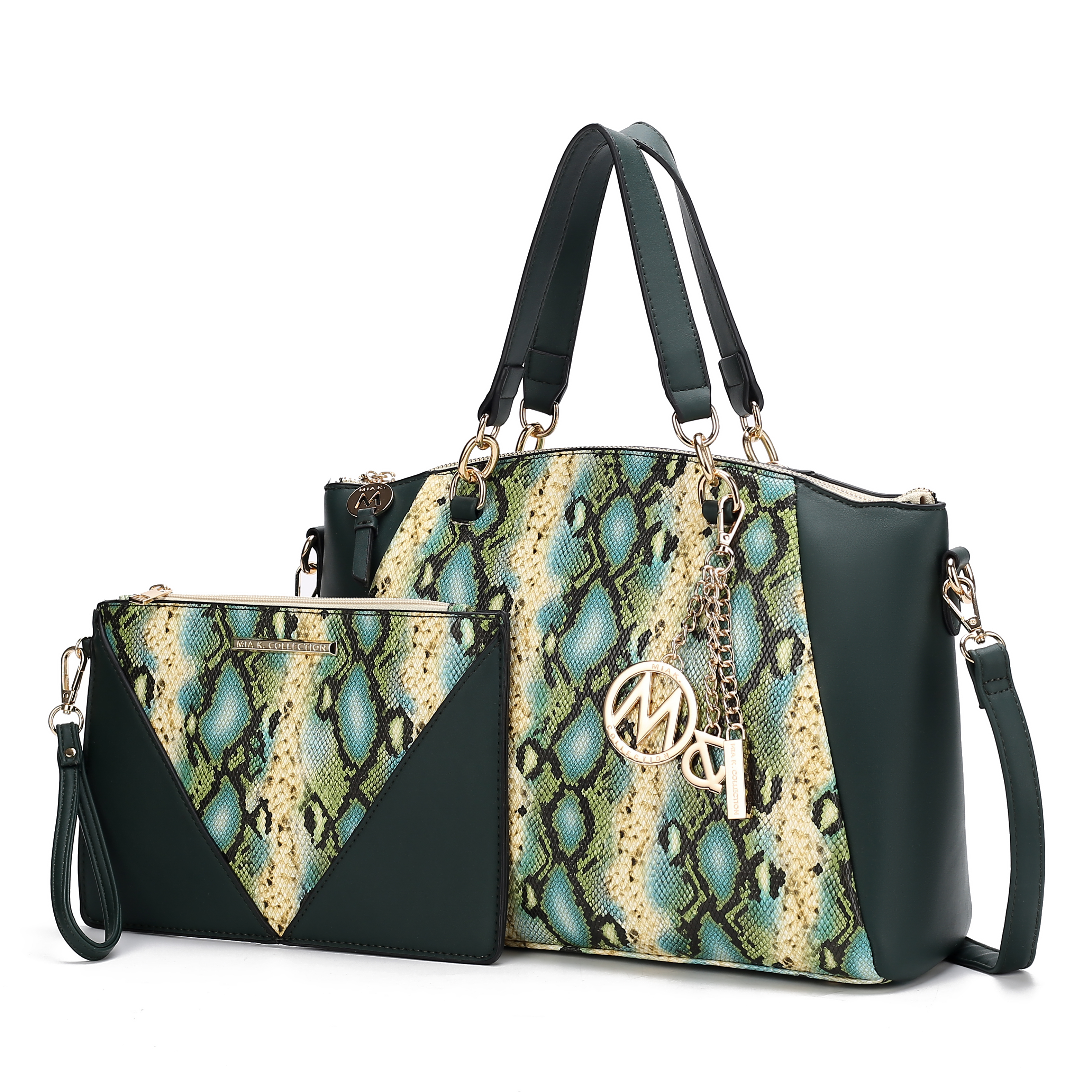 MKF Collection Addison Snake Embossed Tote Bag & matching Wristlet by Mia K- 2 pieces