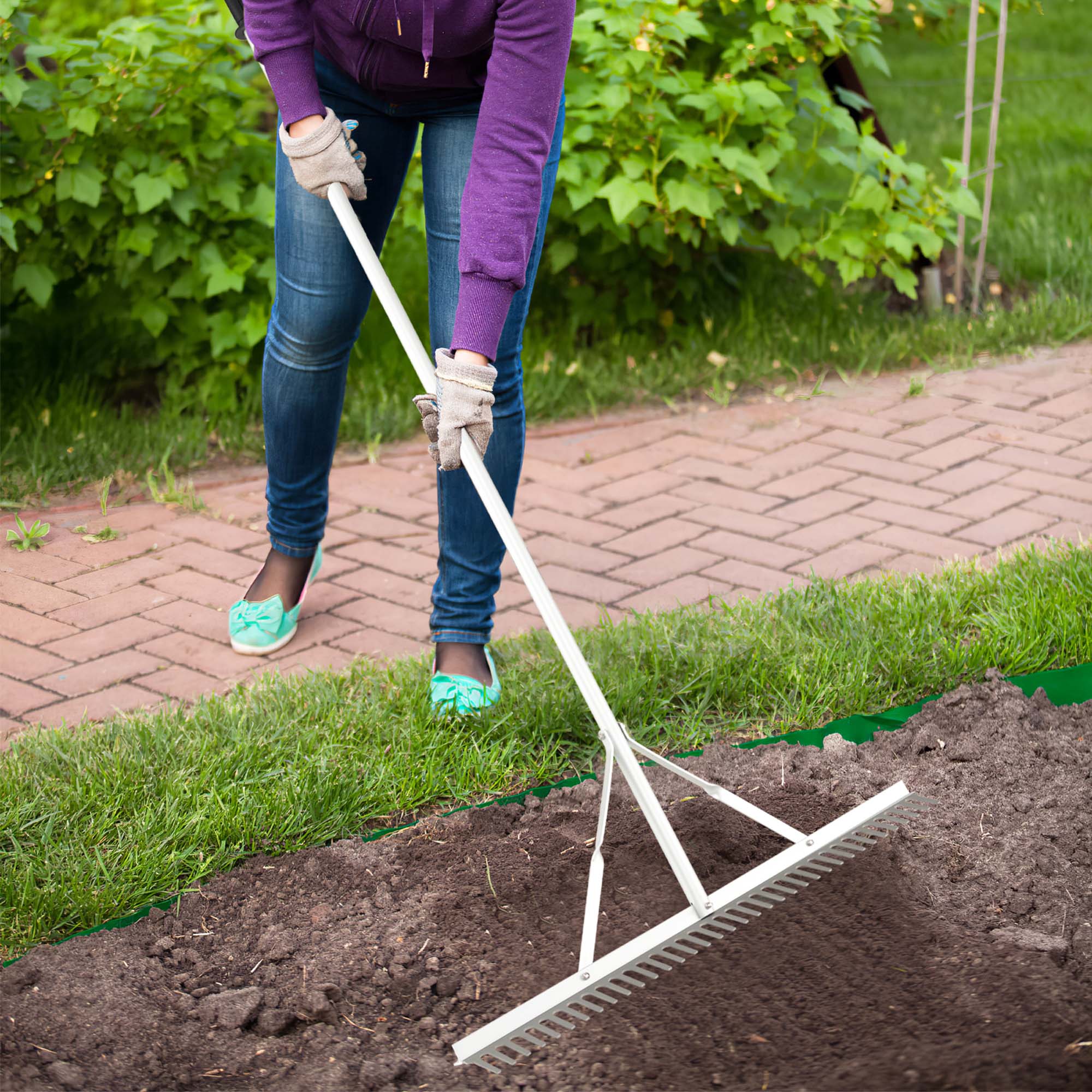 Landscape Rake with 36" Head & 68" Handle Heavy-Duty Aluminum Rake for Lawns
