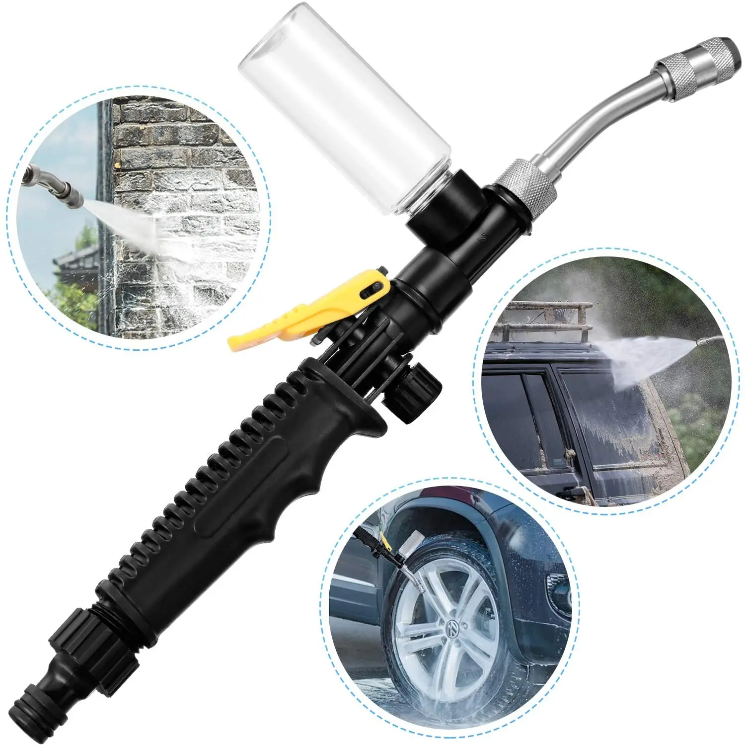 2-in-1 Garden Water Gun 2.0 Water Jet Nozzle Fan Nozzle Safely Clean High Impact Washing Wand Water Spray Washer Water Gun