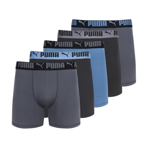 PCOREM151996 PUMA Men's 5 Pack Performance Boxer Briefs Black/Blue/Grey s