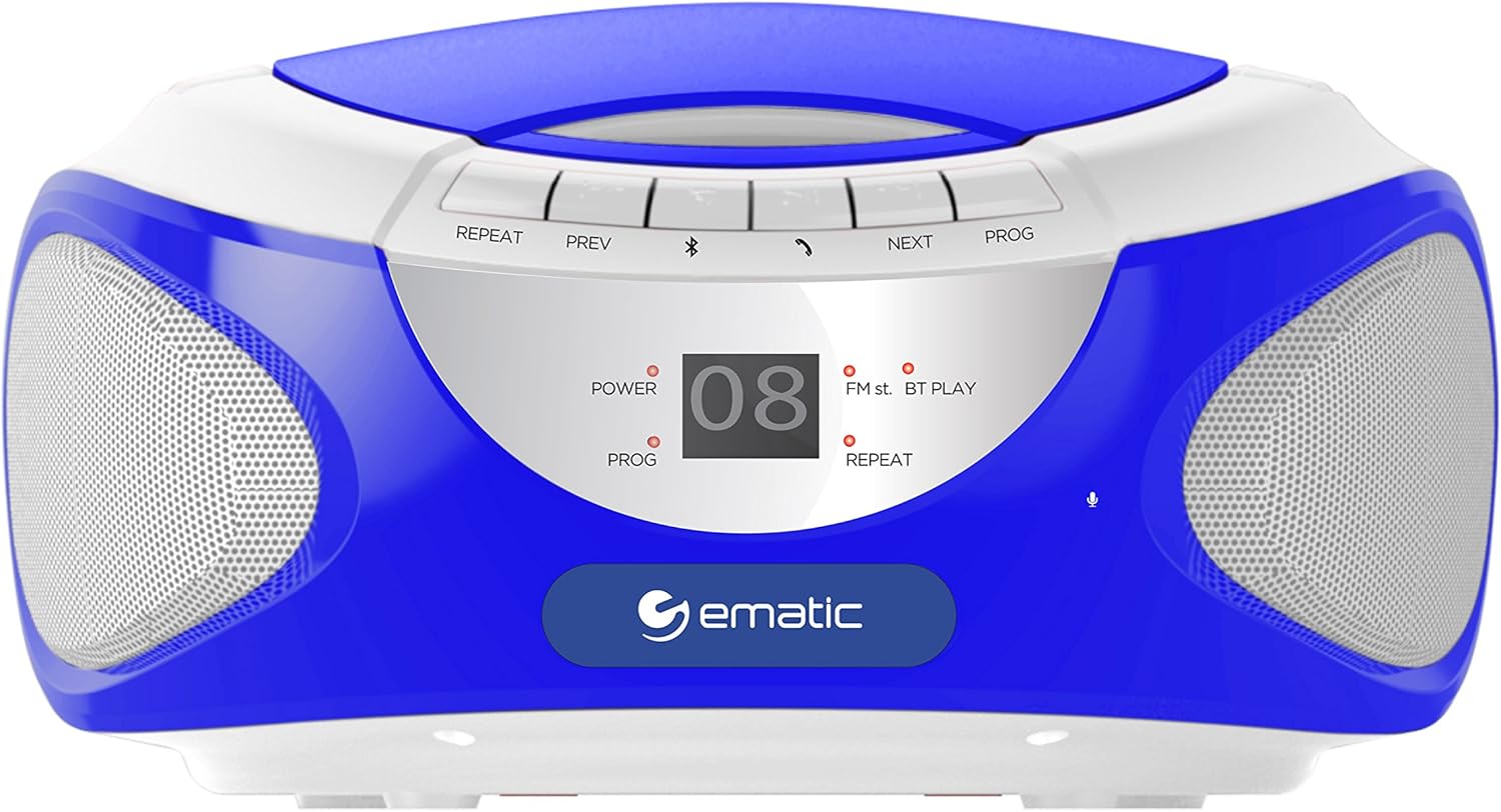 Ematic CD Boom Box with Bluetooth Audio and Speakerphone