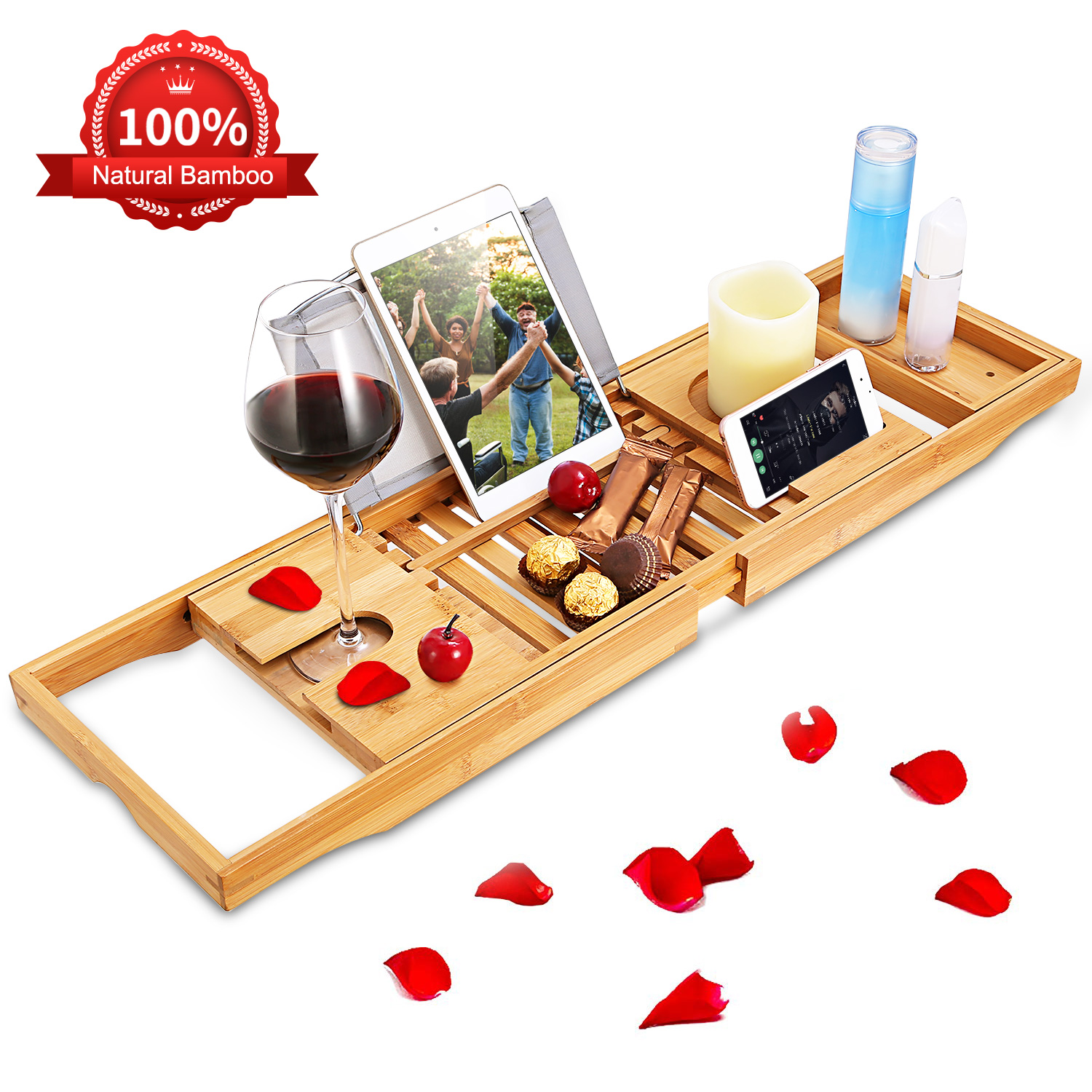 Bathtub Caddy Tray Crafted Bamboo Bath Table