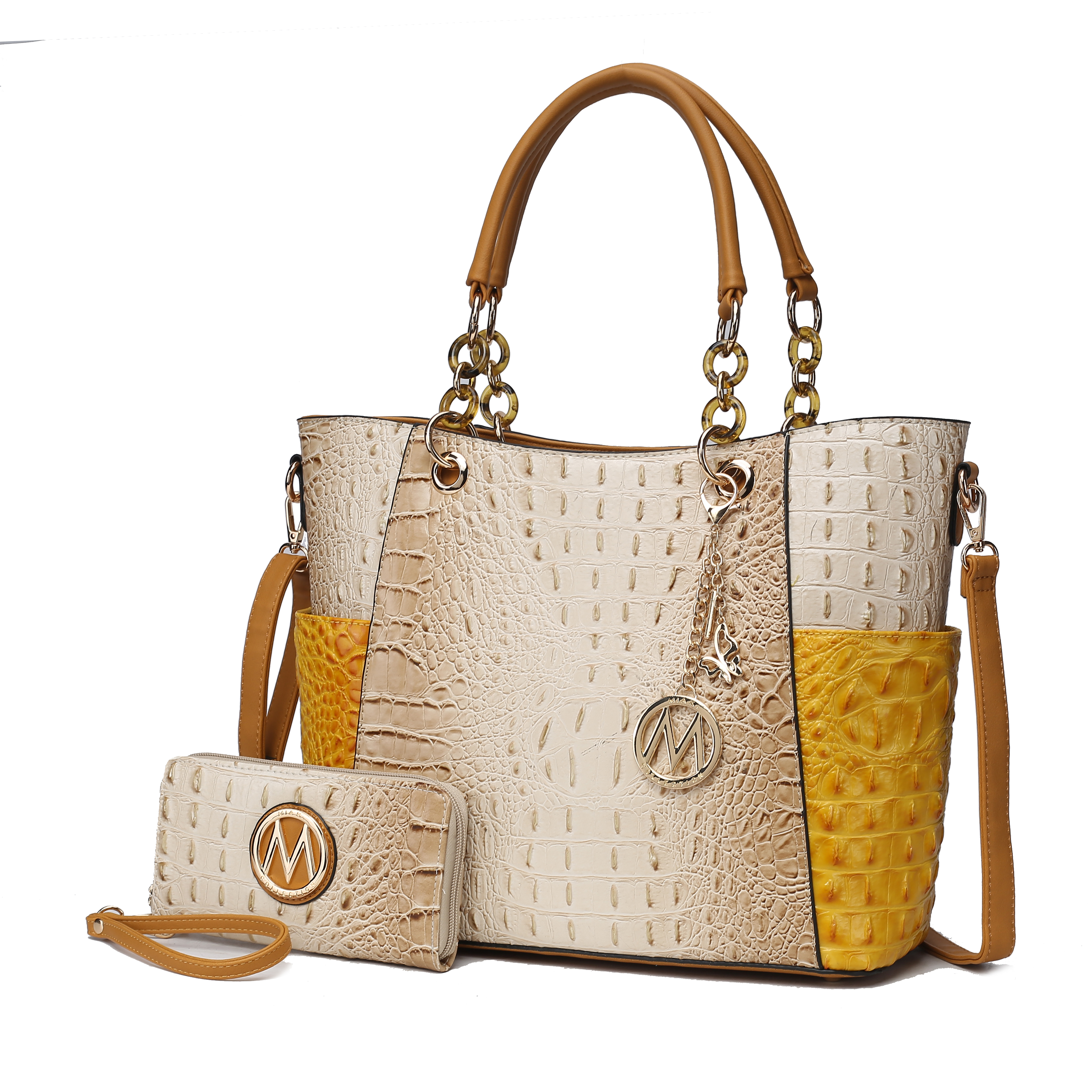 MKF Collection Merlina Faux Crocodile-Embossed Tote Bag & matching Wallet by Mia K-2 pcs