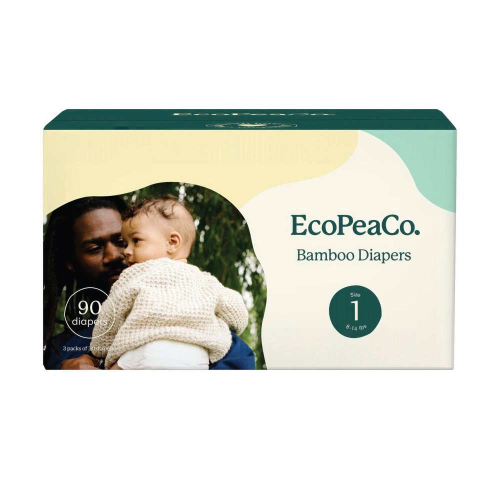 EcoPeaCo Viscose Made from Bamboo Diapers for Sensitive Skin - Size 1 - 90c