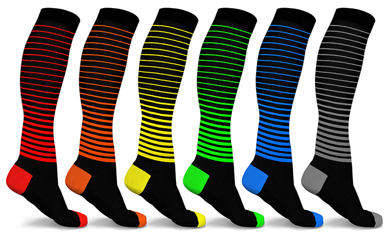 DCF Unisex Ombre Stripe Compression Socks (6-Pack)